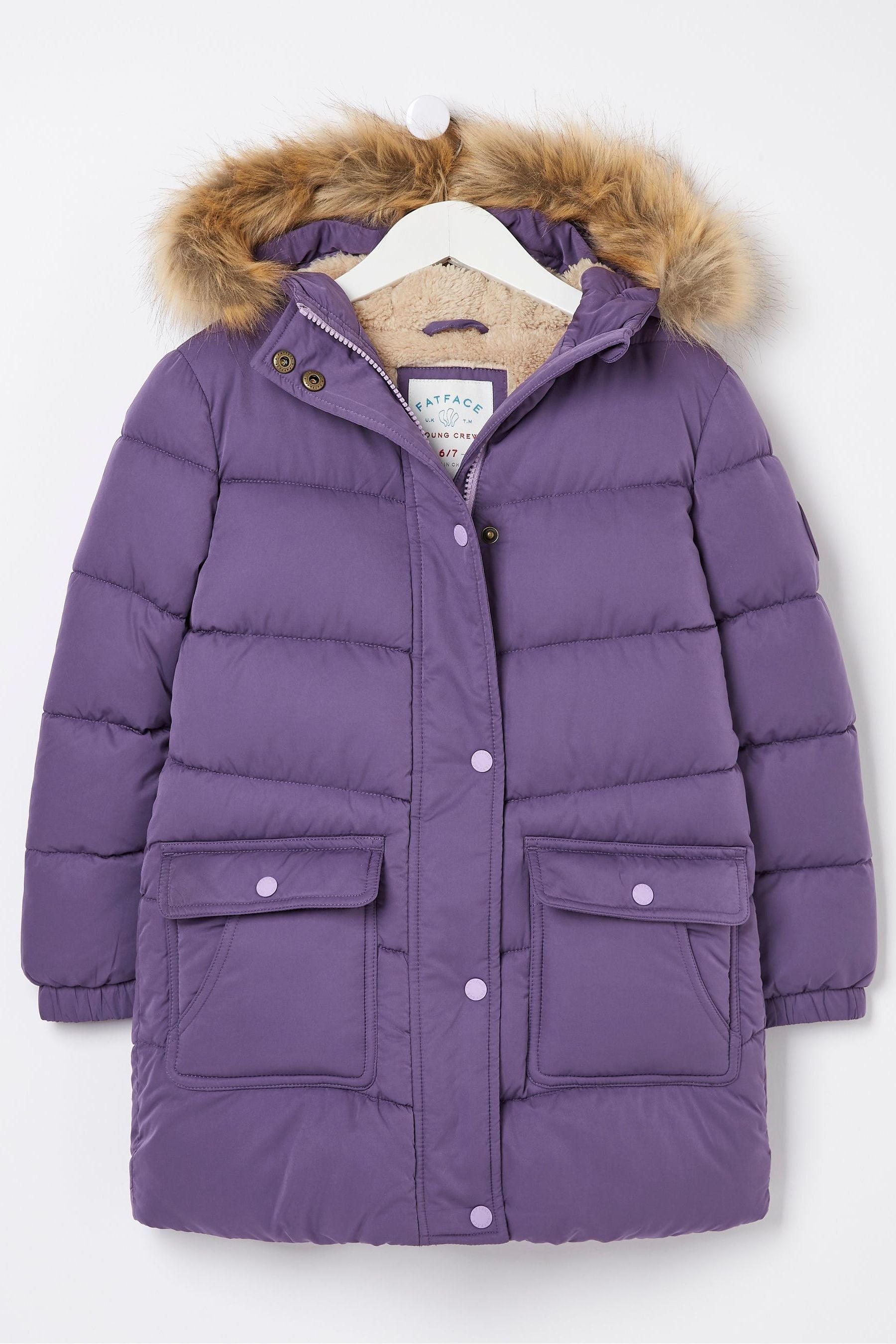 Purple FatFace Longline Padded Coat