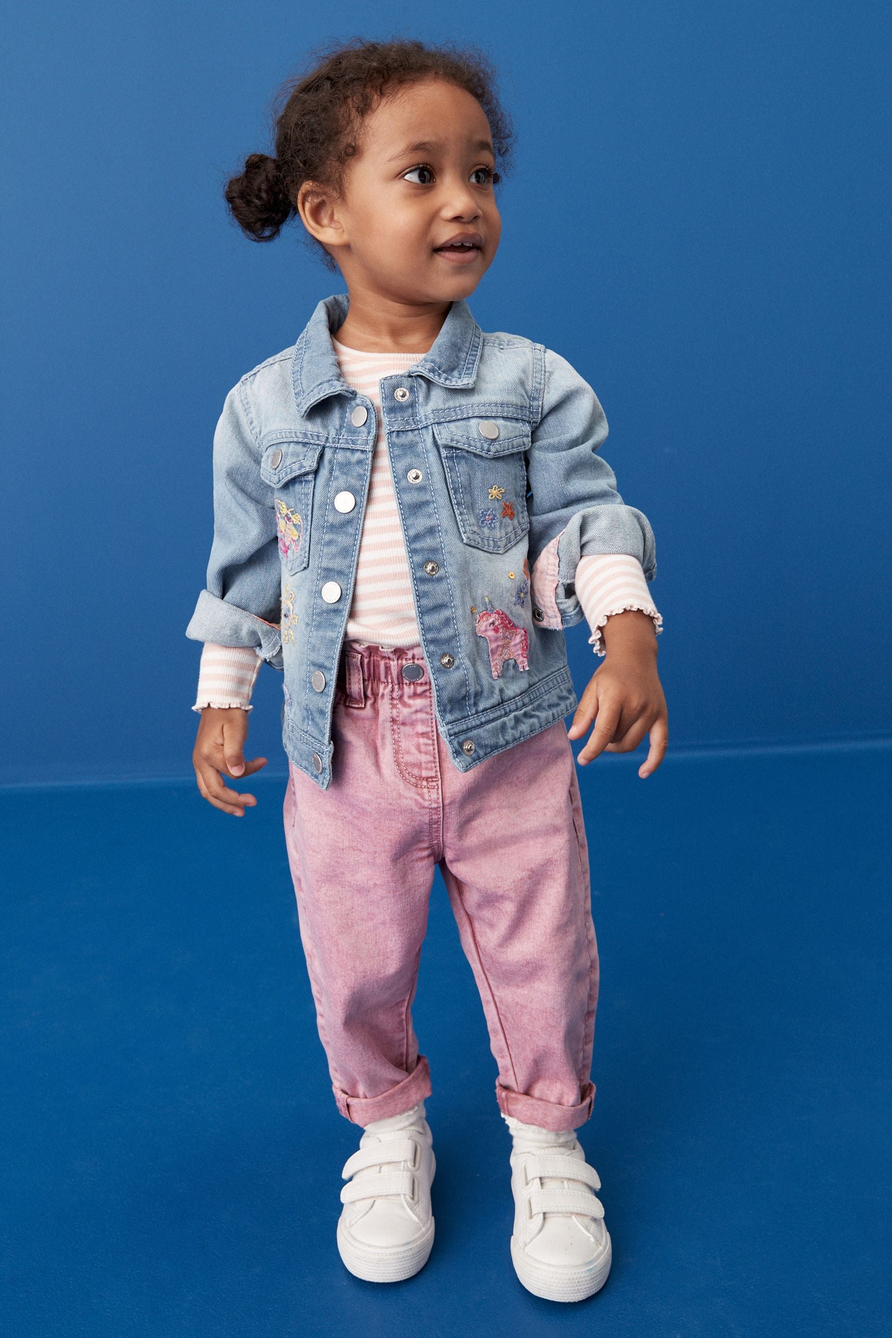 Mid Blue Denim Embroidered Unicorn Jacket 3mths 7yrs HappyBaby.eg