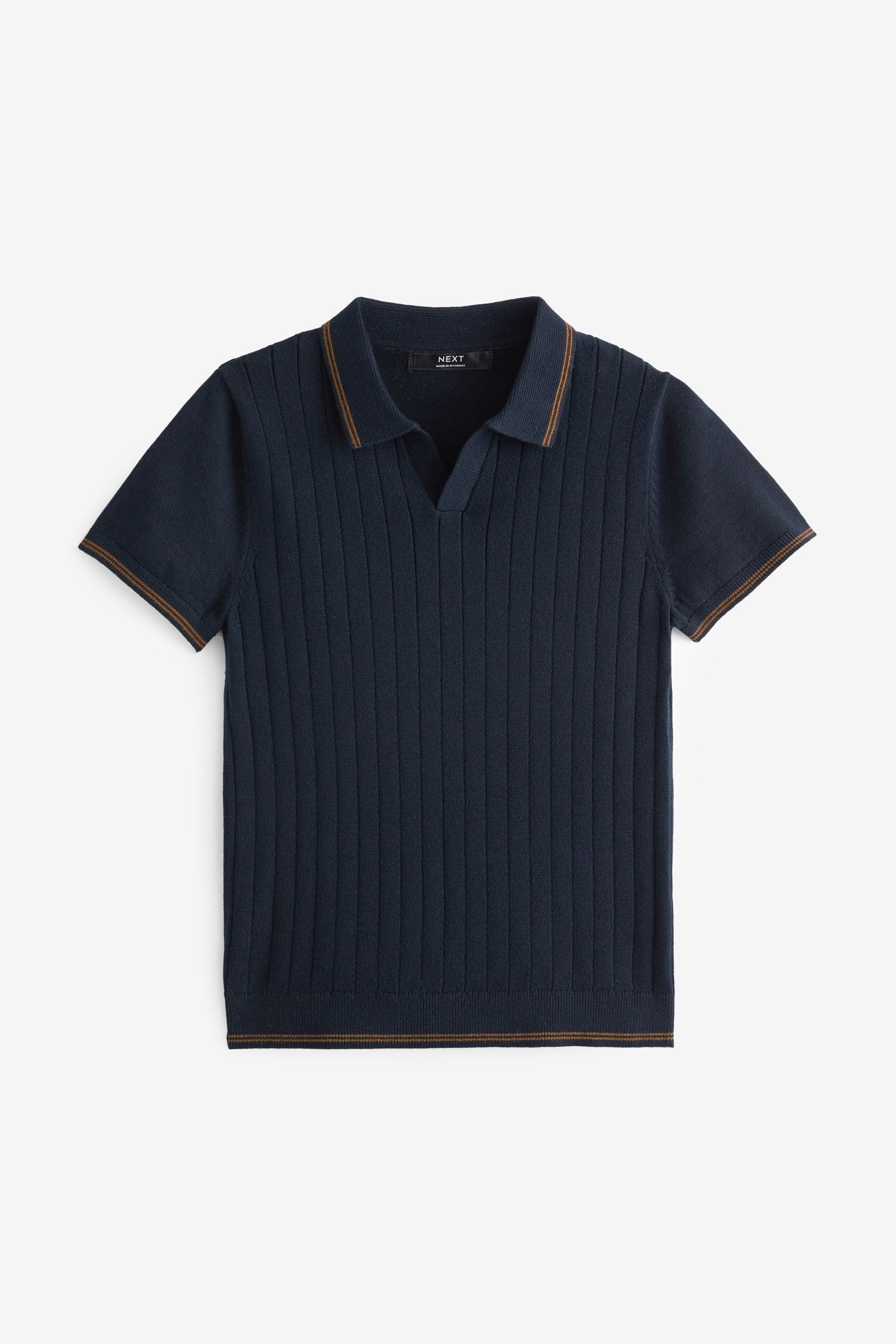 Navy Polo Short Sleeve Trophy Neck Jumper (3-16yrs)