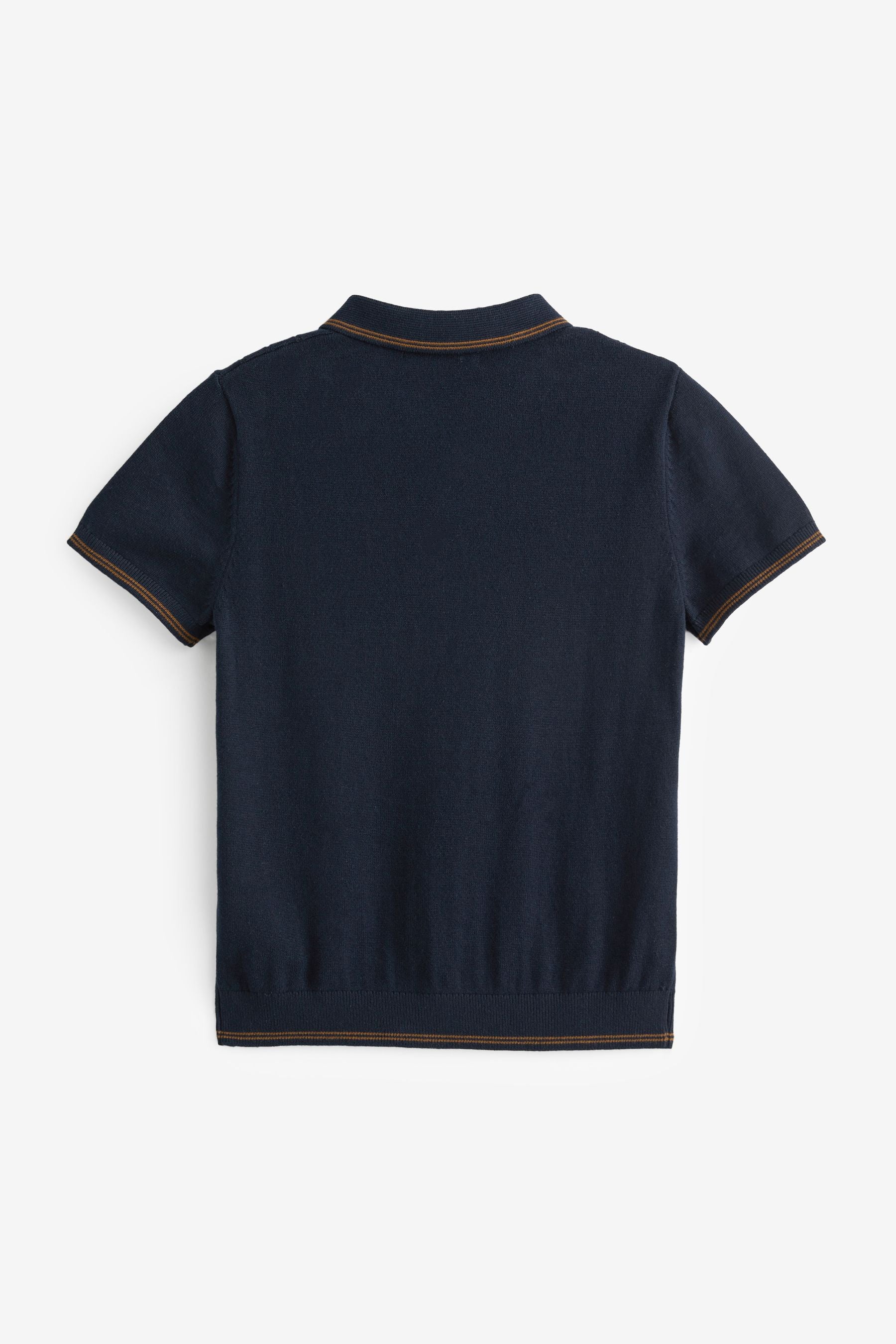 Navy Polo Short Sleeve Trophy Neck Jumper (3-16yrs)