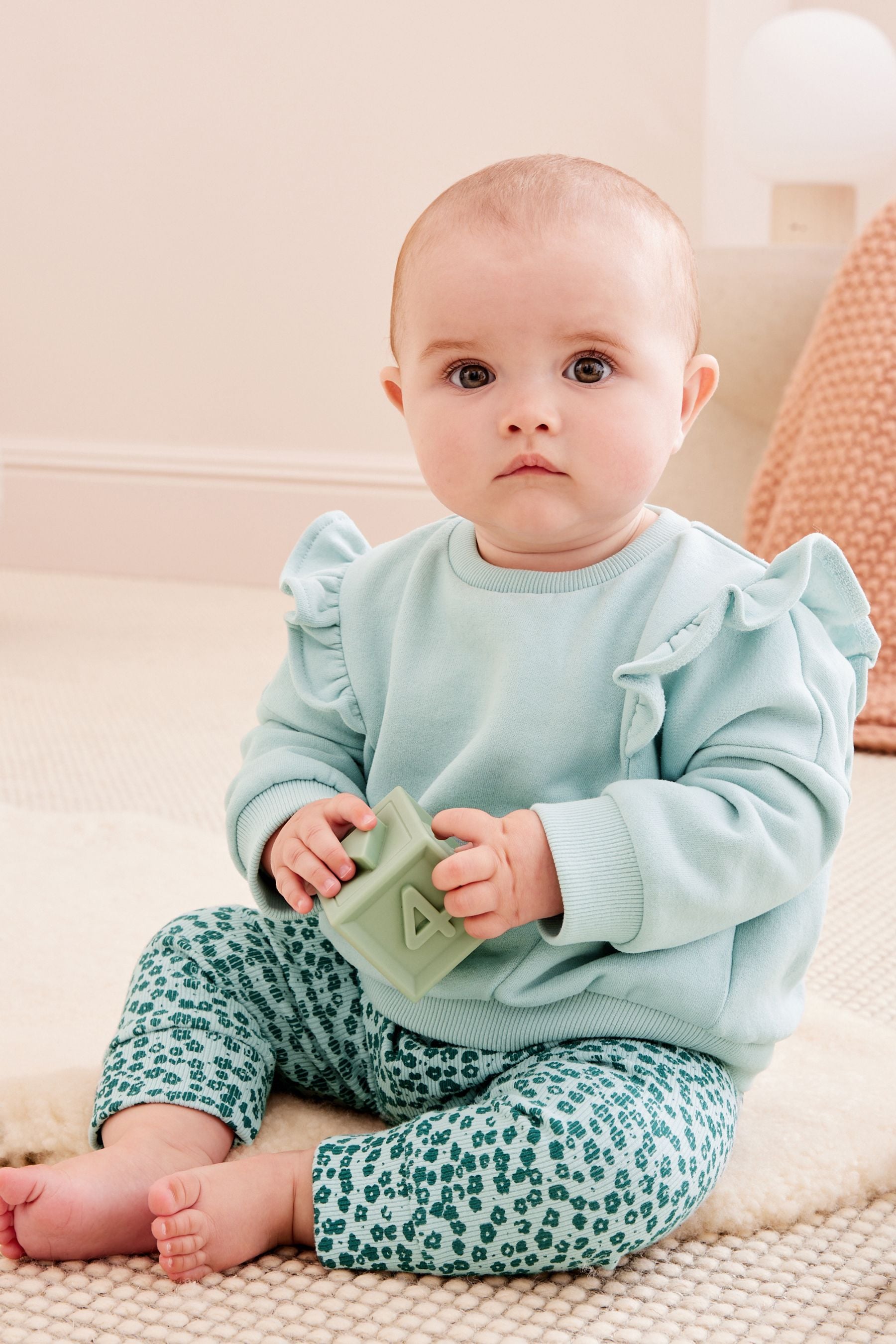 Teal Blue 2 Piece Baby Sweater and Leggings Set