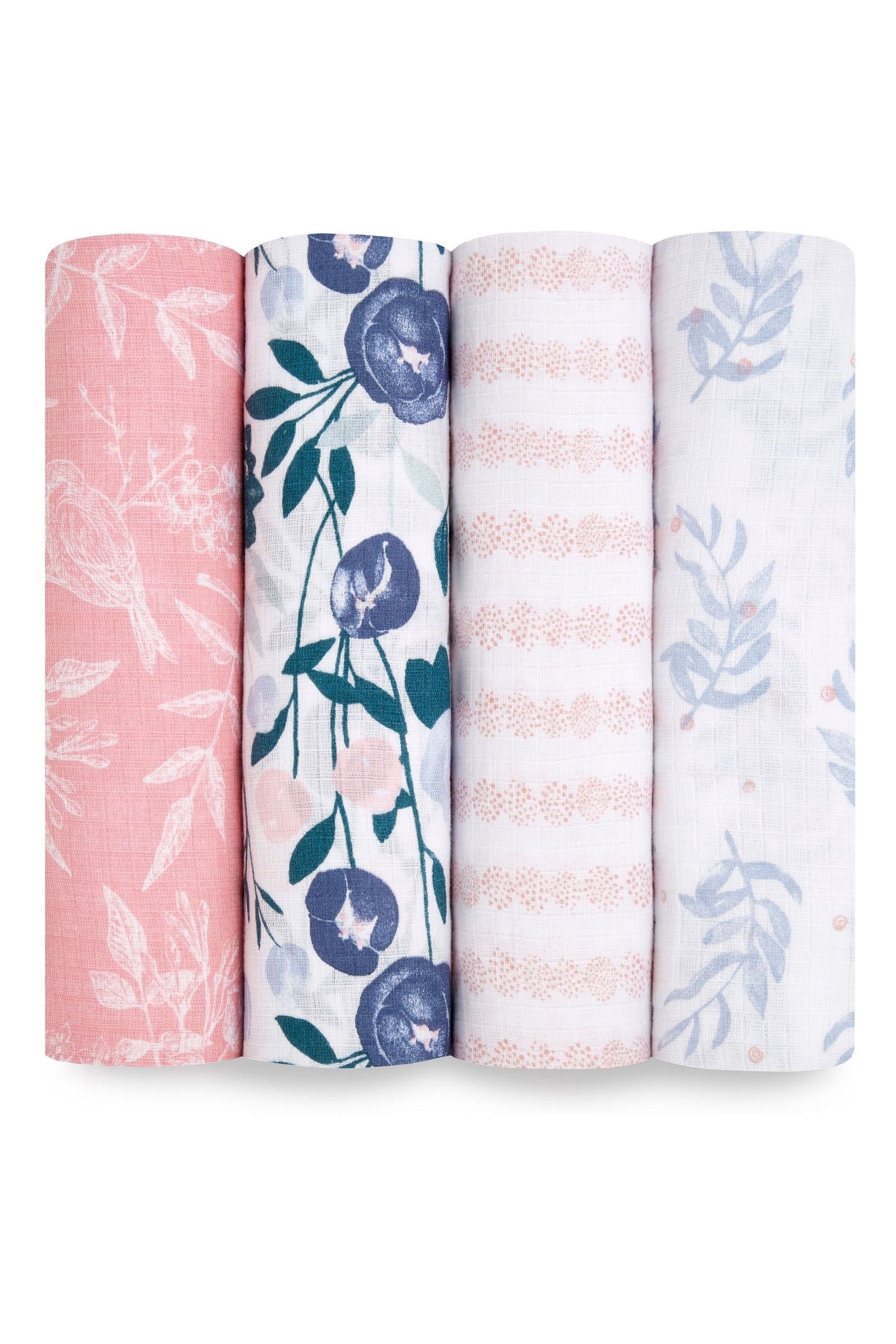 flowers bloom aden + anais Essentials Cotton Muslin Blankets 4 Pack