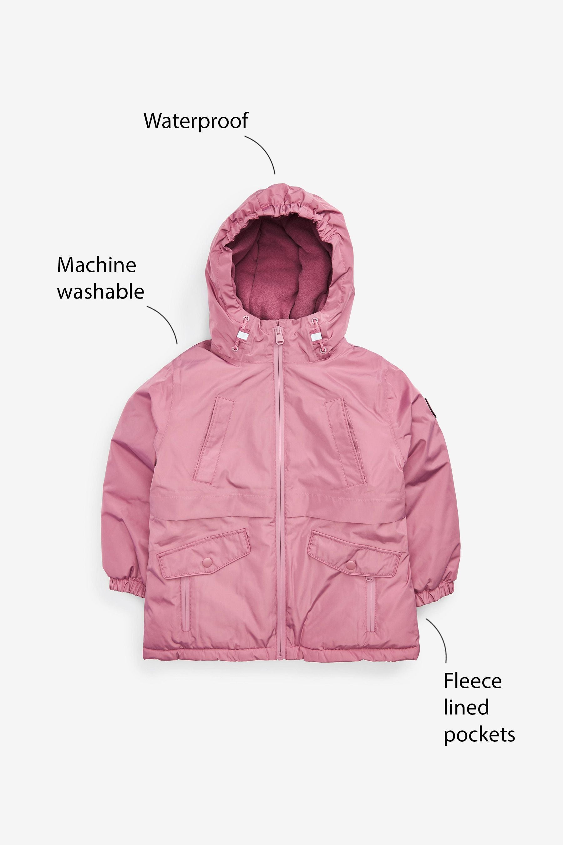 Pink Waterproof Midweight Coat (3-16yrs)