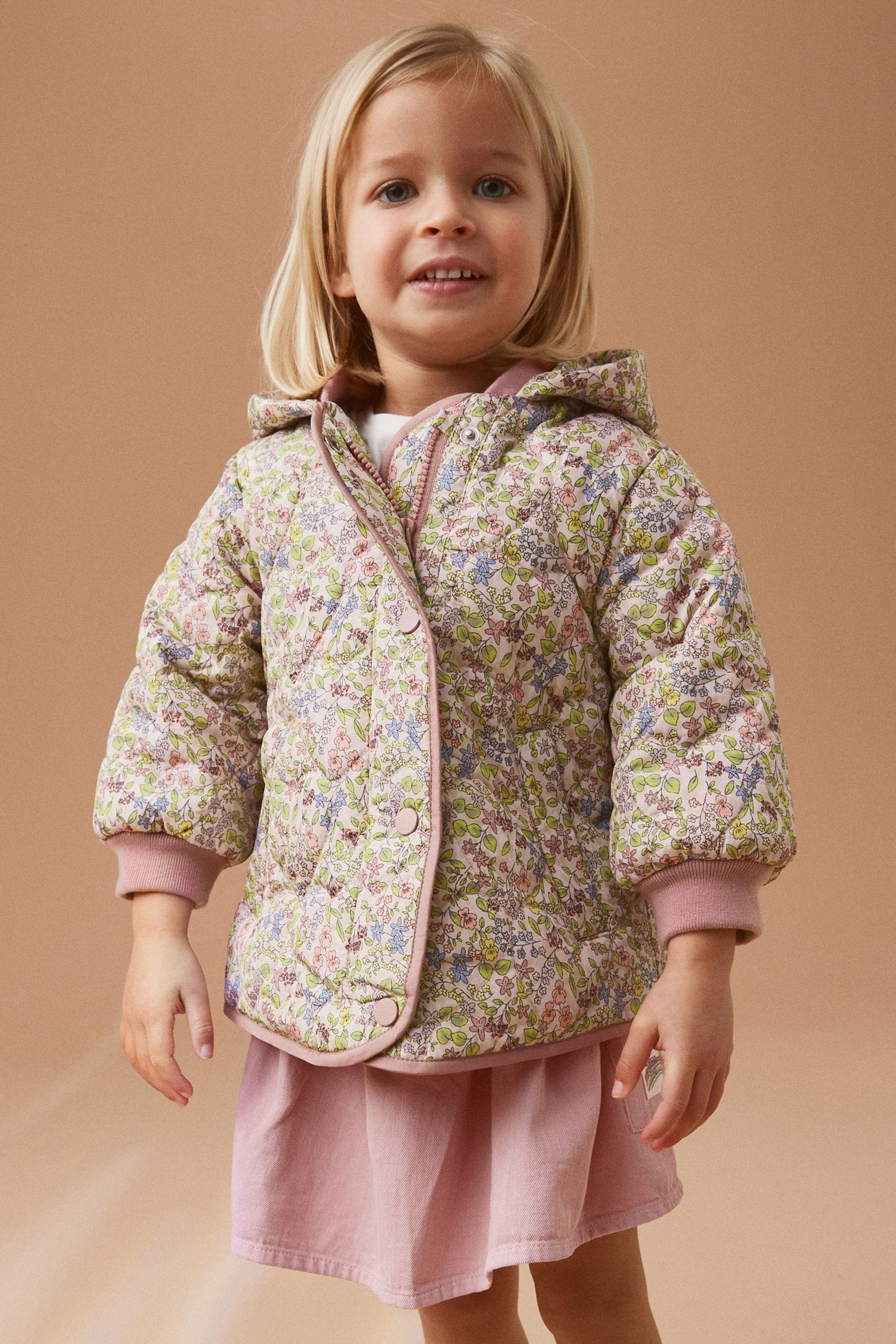 Multi Shower Resistant Aop Print Quilted Shacket (3mths-7yrs)