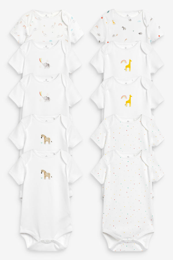 White Character Baby 10 Pack Short Sleeve Bodysuits (0mths-3yrs)