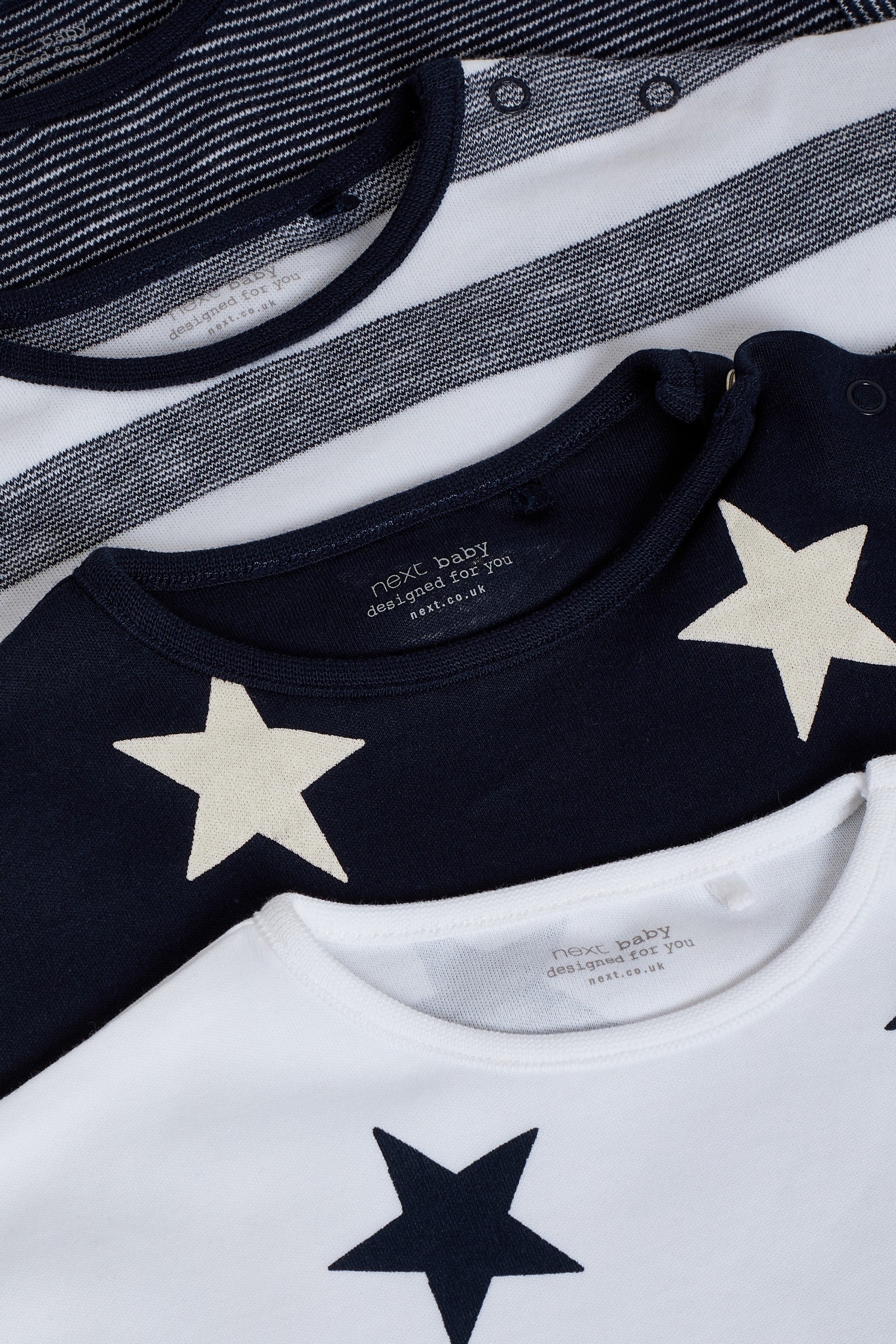 Navy Blue Star and Stripe 4 Pack Baby Printed Rompers (0mths-3yrs)