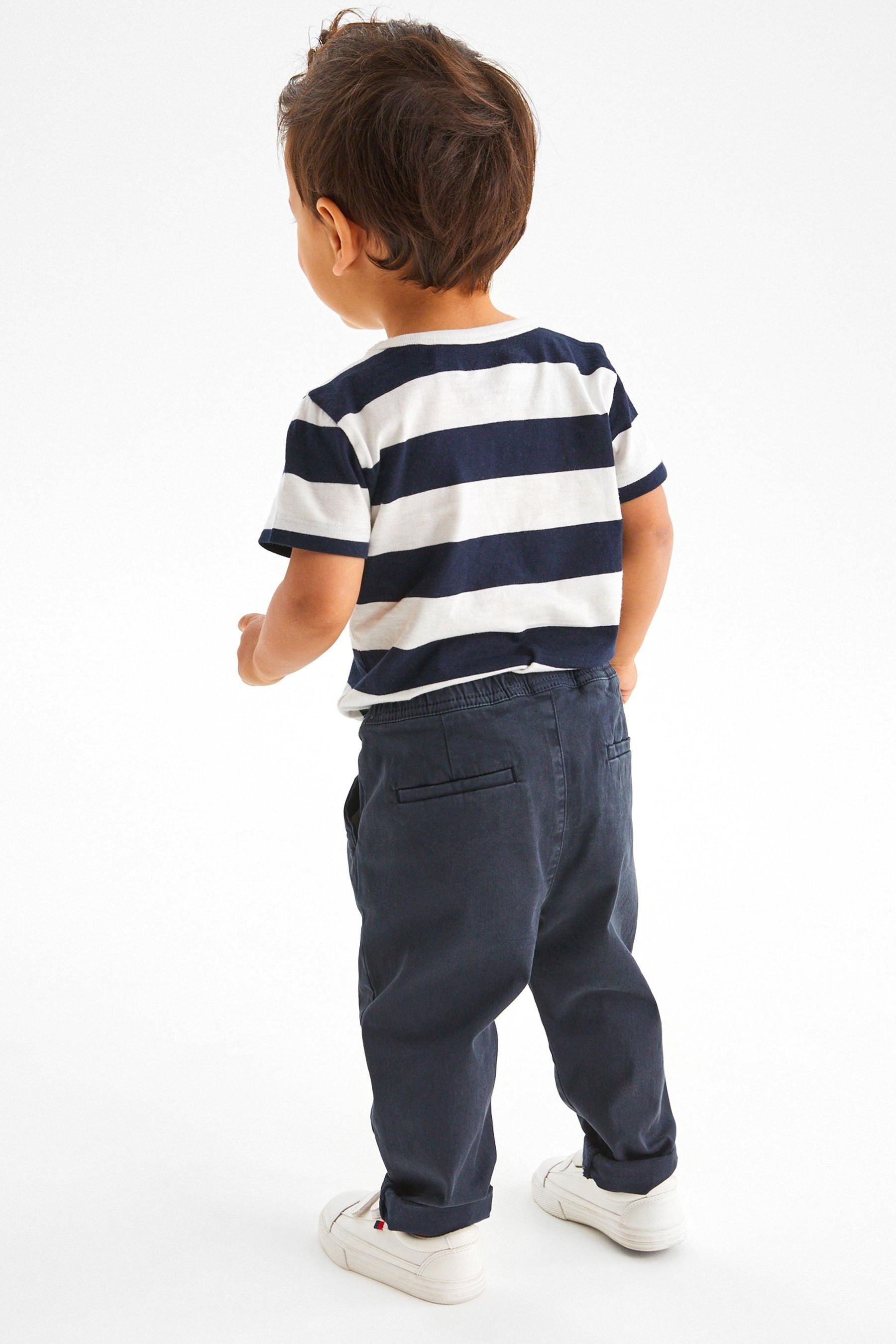 Navy Blue Loose Fit Pull-On Chino Trousers (3mths-7yrs)