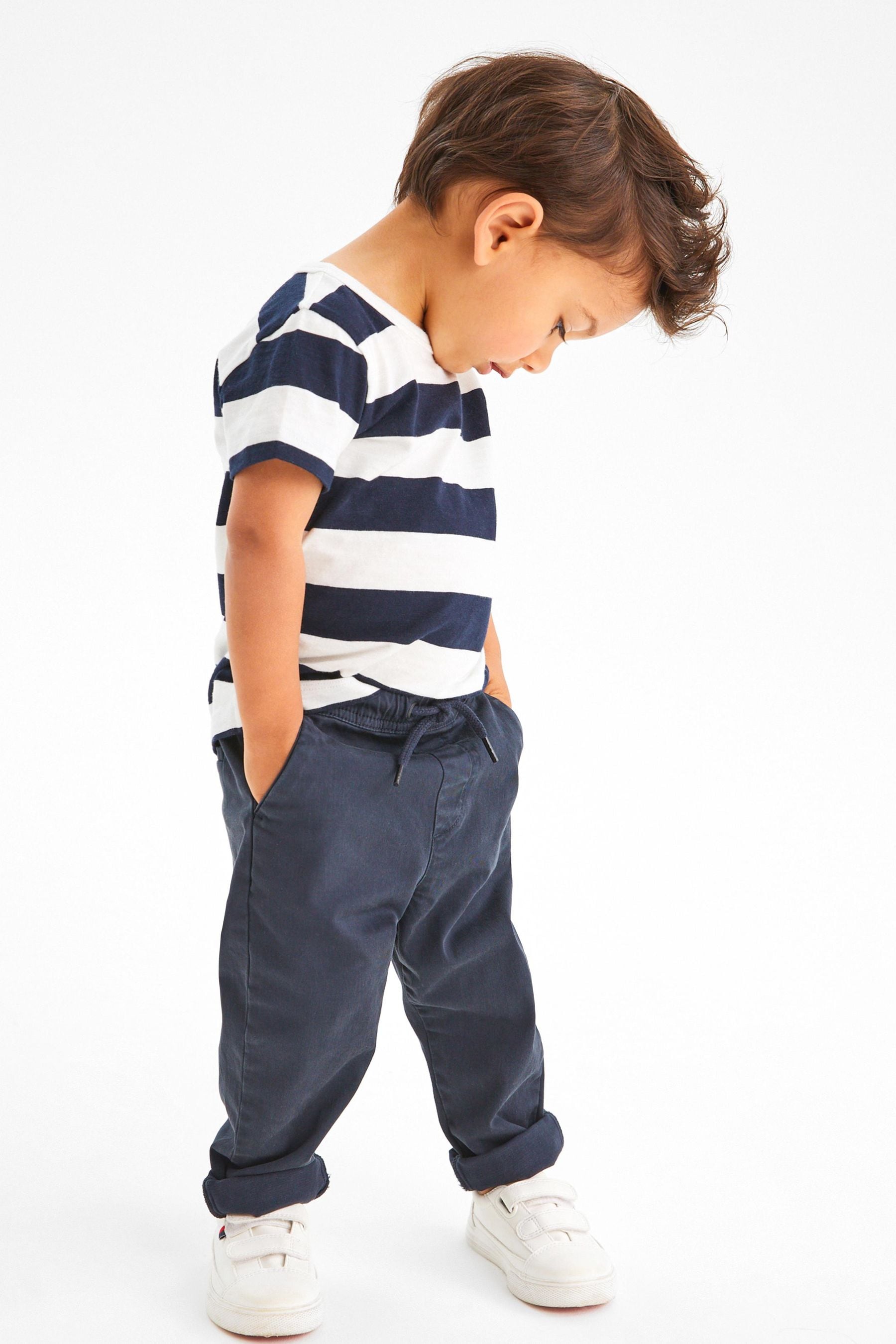 Navy Blue Loose Fit Pull-On Chino Trousers (3mths-7yrs)