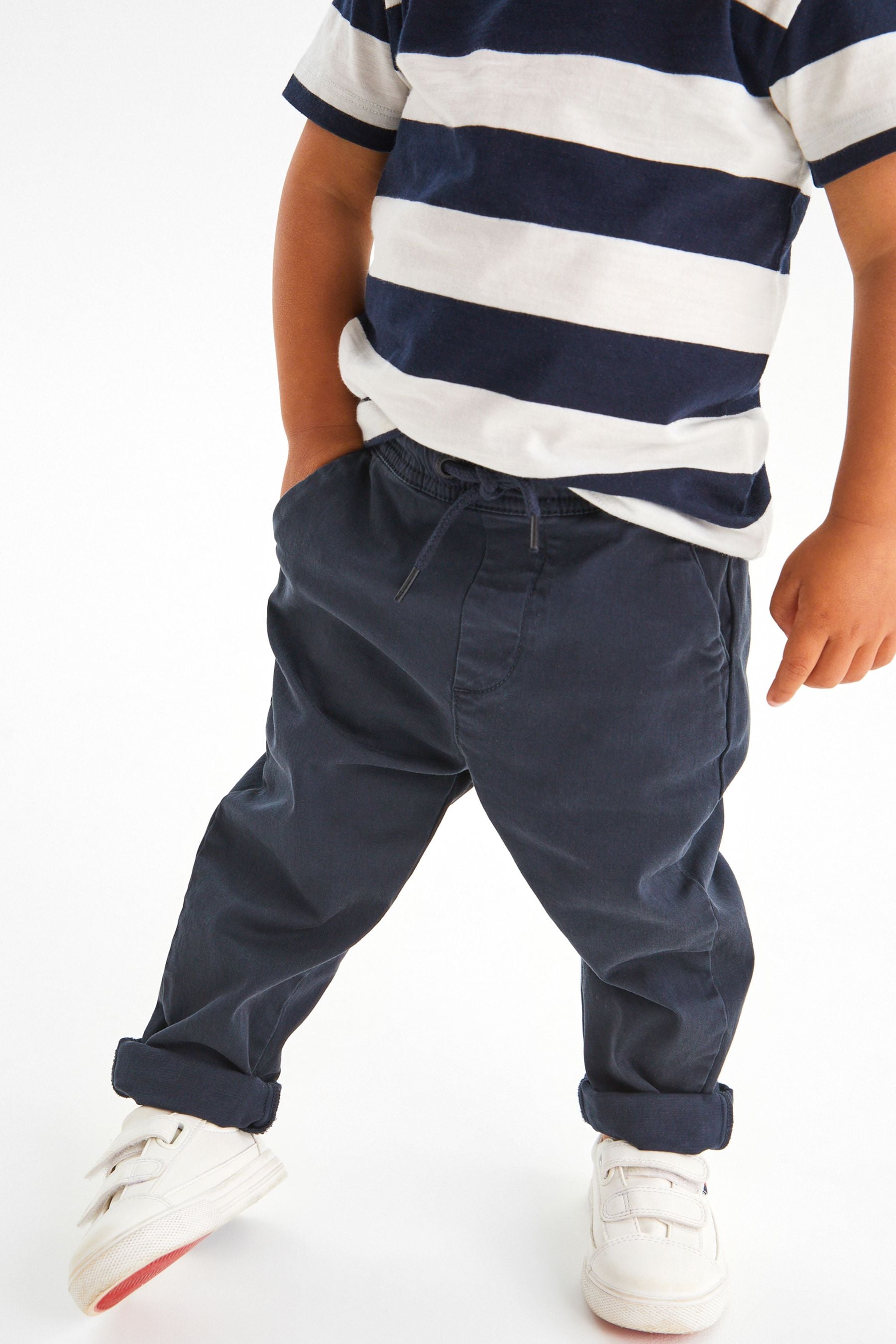 Navy Blue Loose Fit Pull-On Chino Trousers (3mths-7yrs)