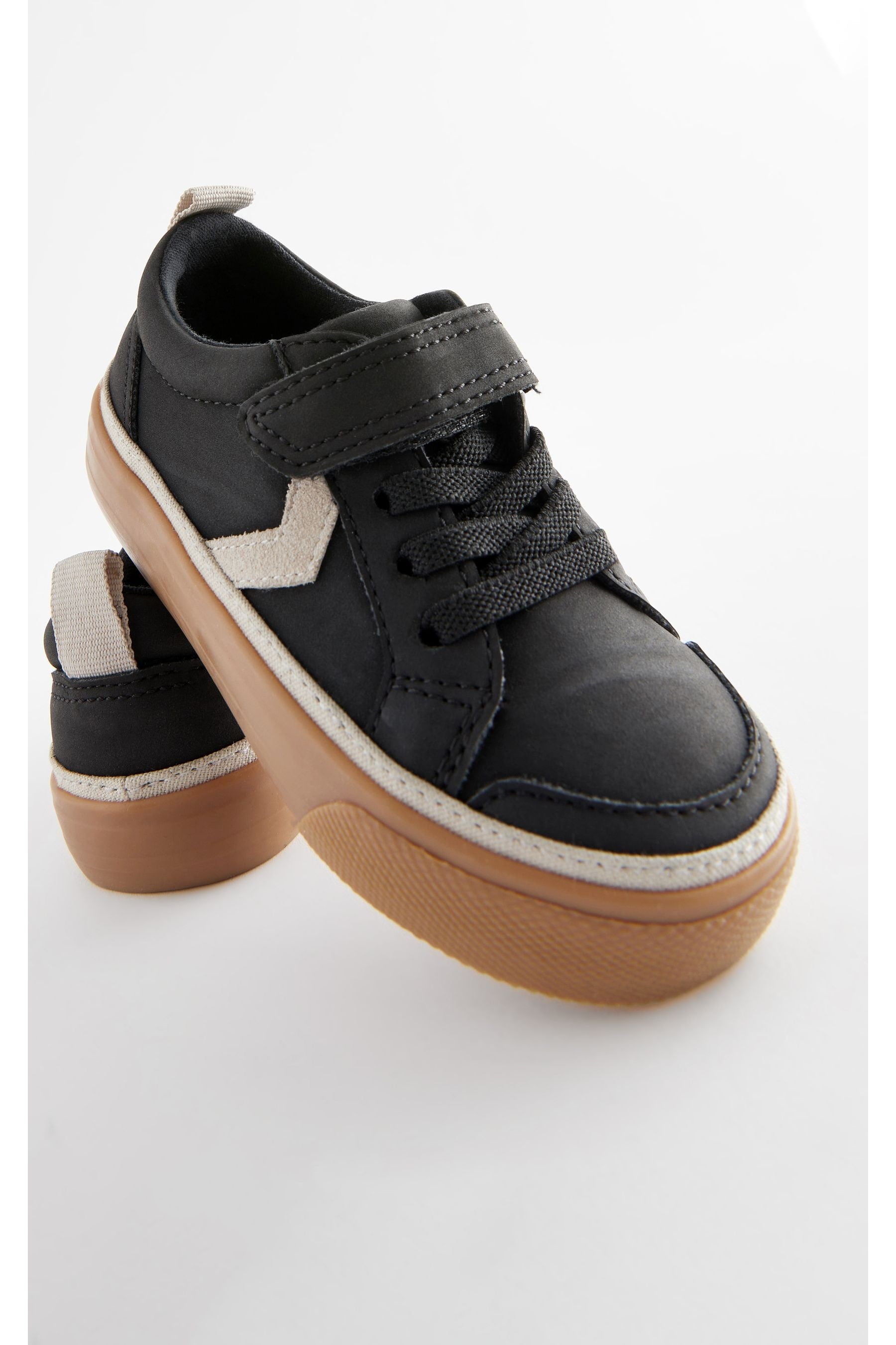 Black Touch Fastening Chevron Trainers