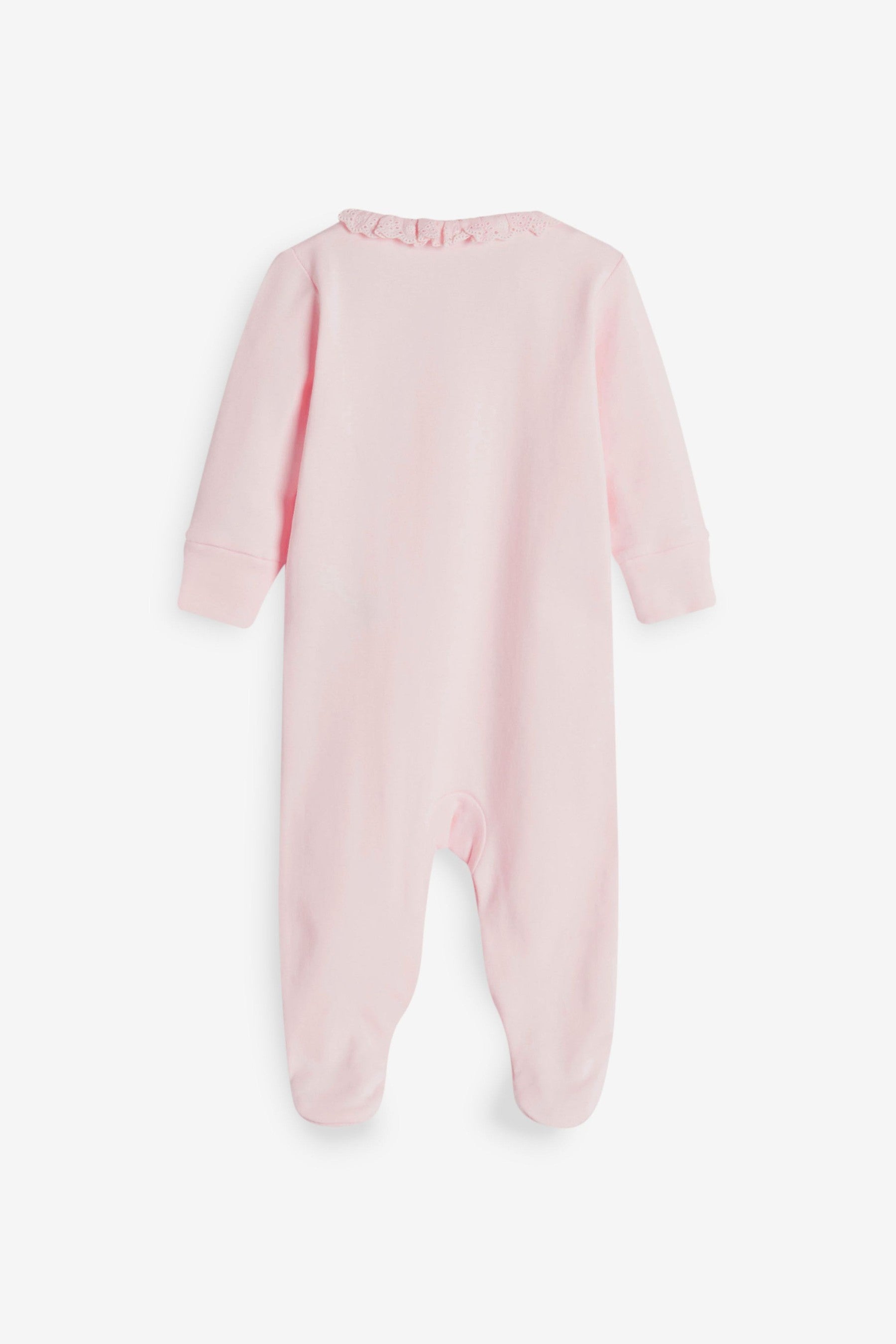 Pink Bunny 3 Pack Embroidered Detail Baby Sleepsuits (0-2yrs)