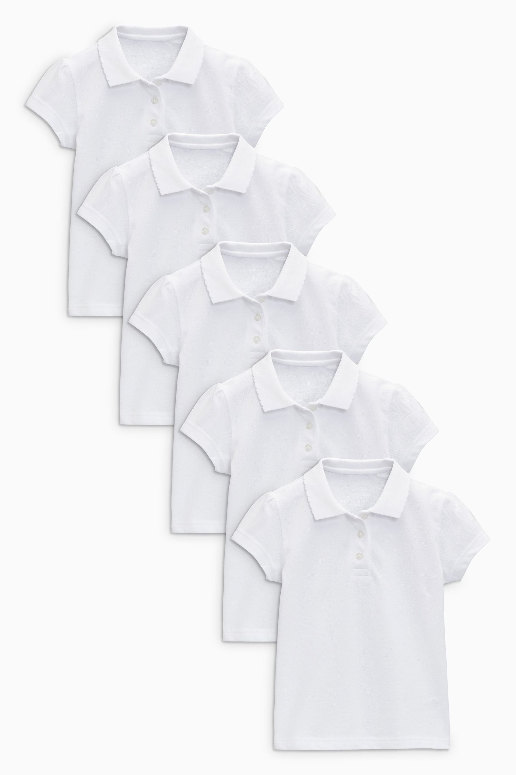 White 5 Pack Cotton Short Sleeve Polo Shirts (3-16yrs)