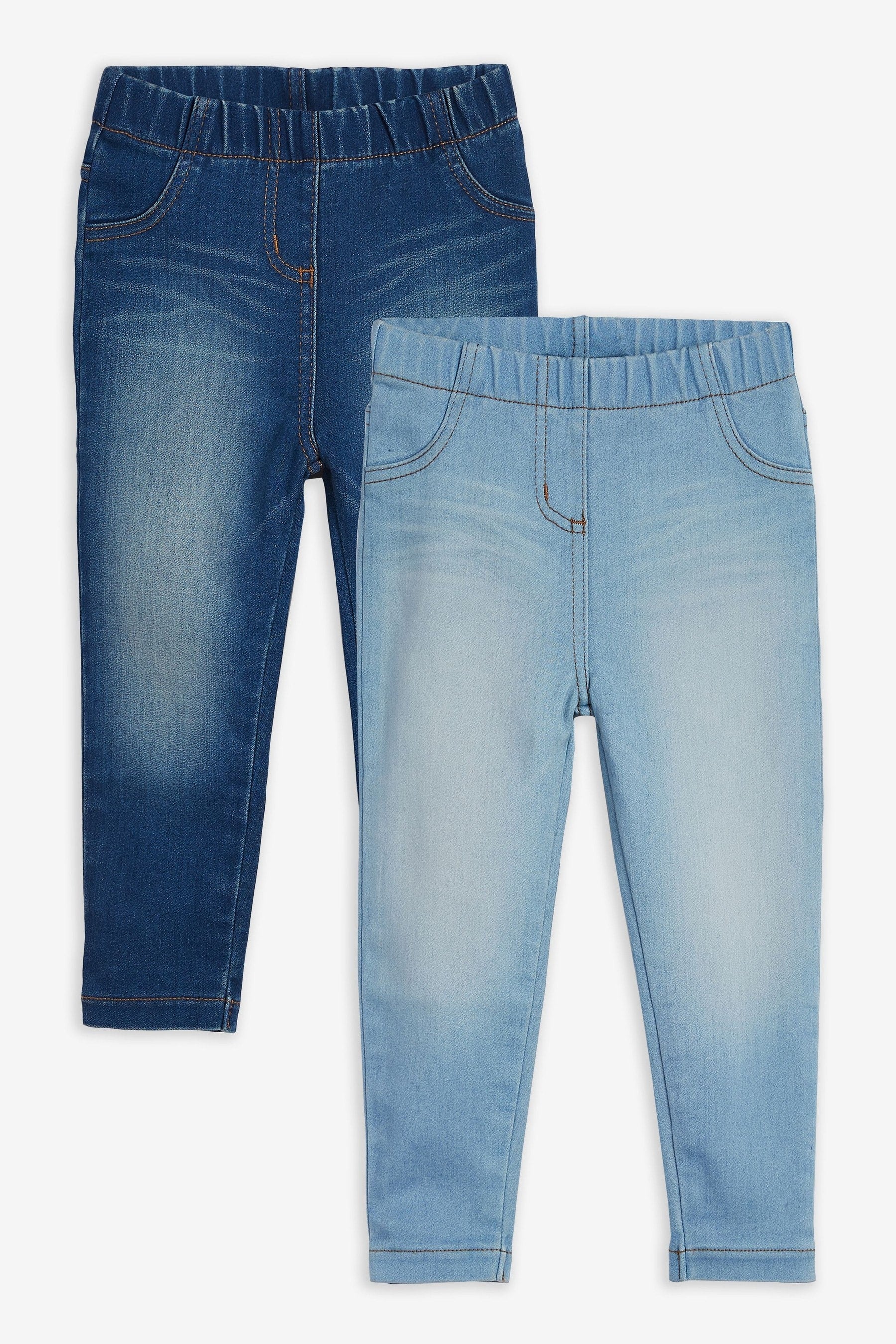 Mid Blue/Light Blue Denim Elasticated Waist Jeggings (3mths-7yrs)