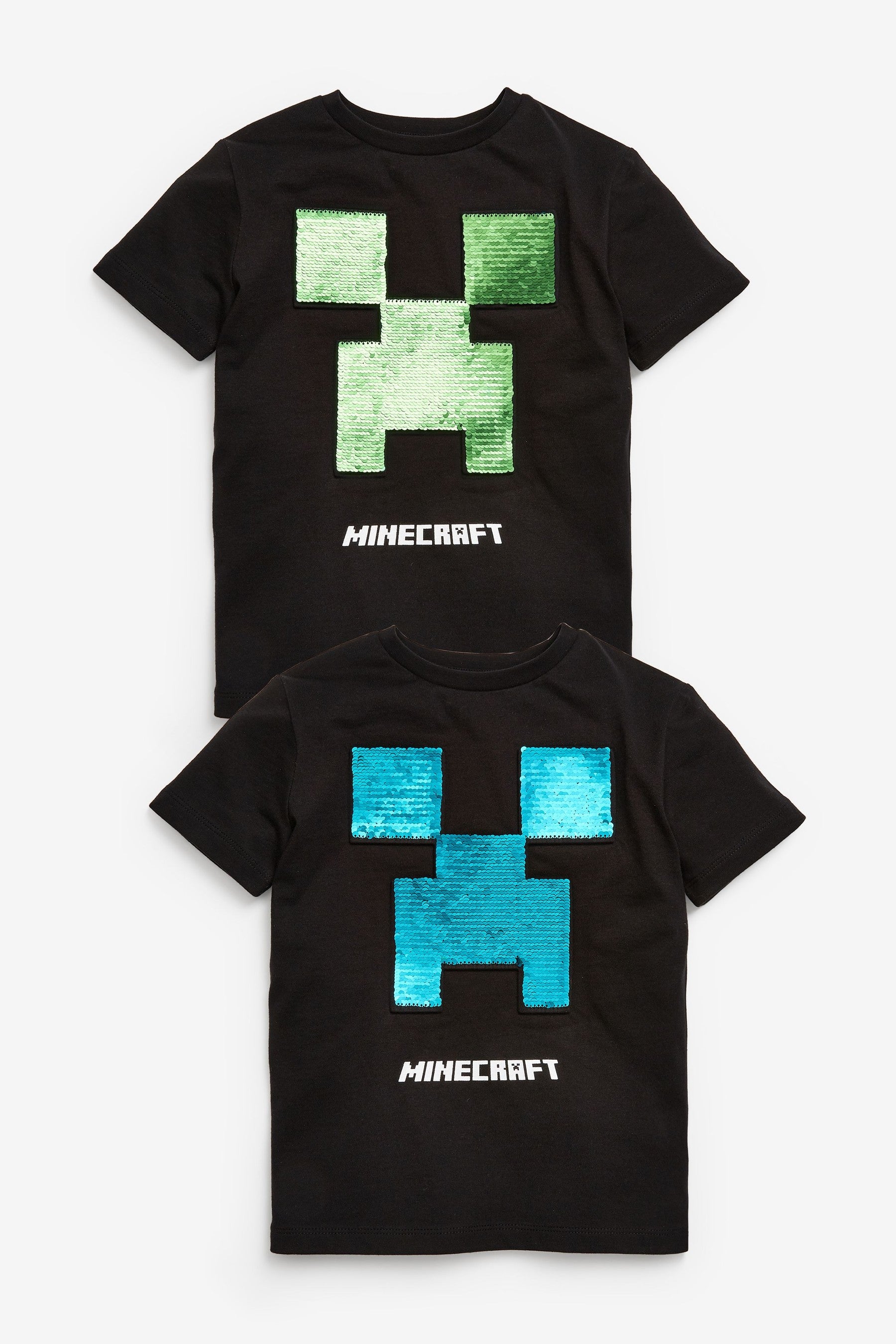 Black Licensed Minecraft Flippy Sequin T-Shirt by Next (4-14yrs)