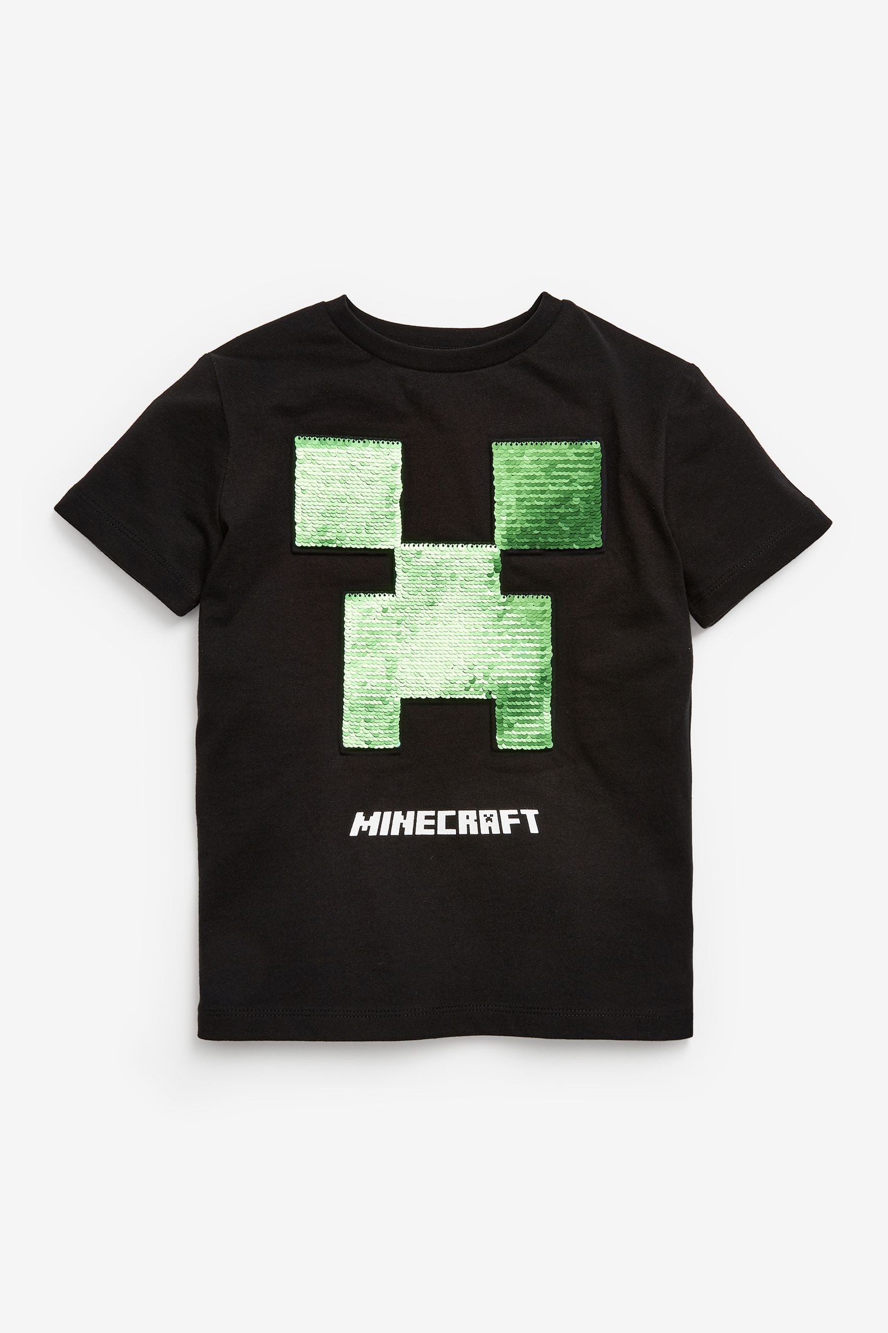 Black Licensed Minecraft Flippy Sequin T-Shirt by Next (4-14yrs)