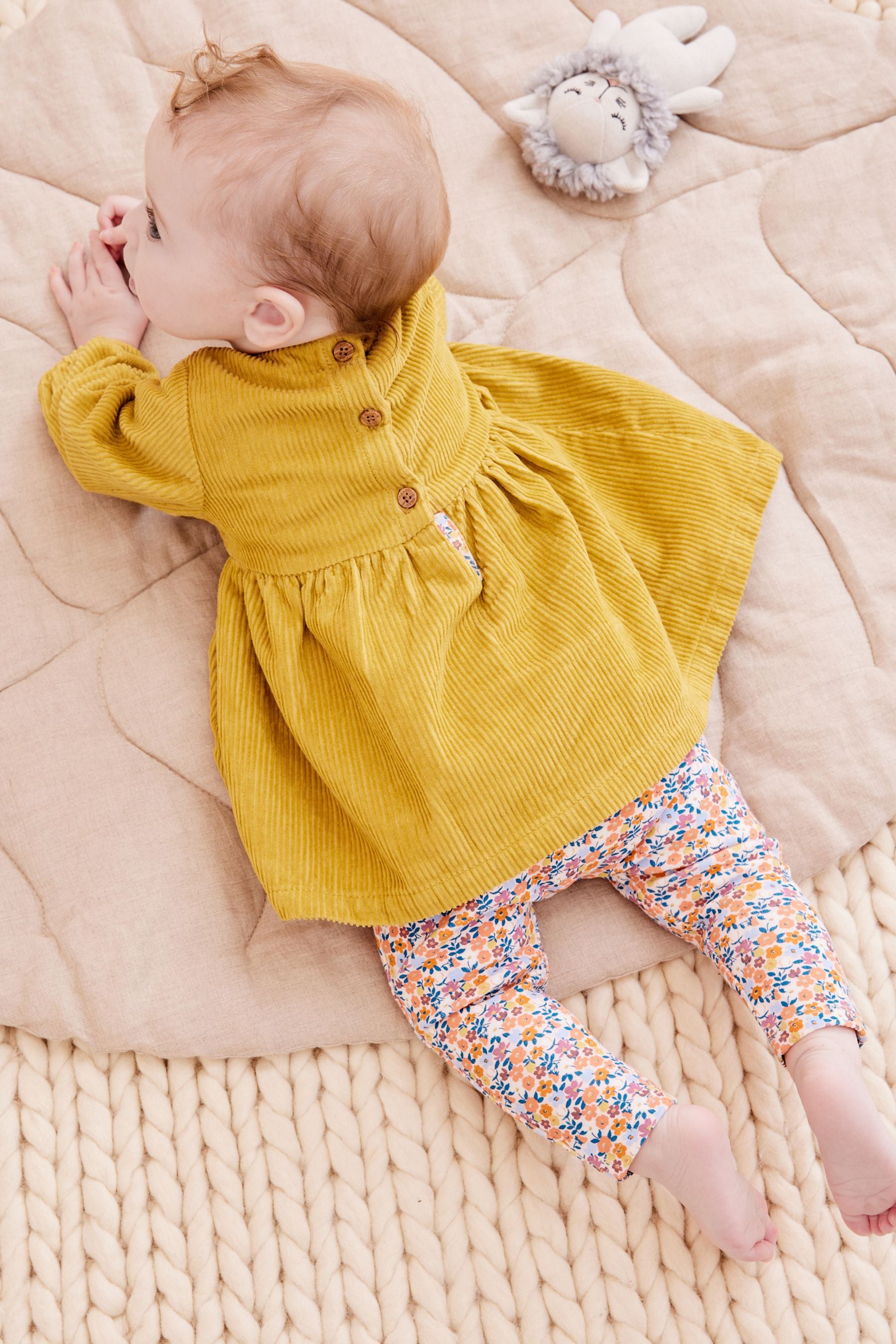 Green Flower Baby Top And Leggings 2 Piece Set