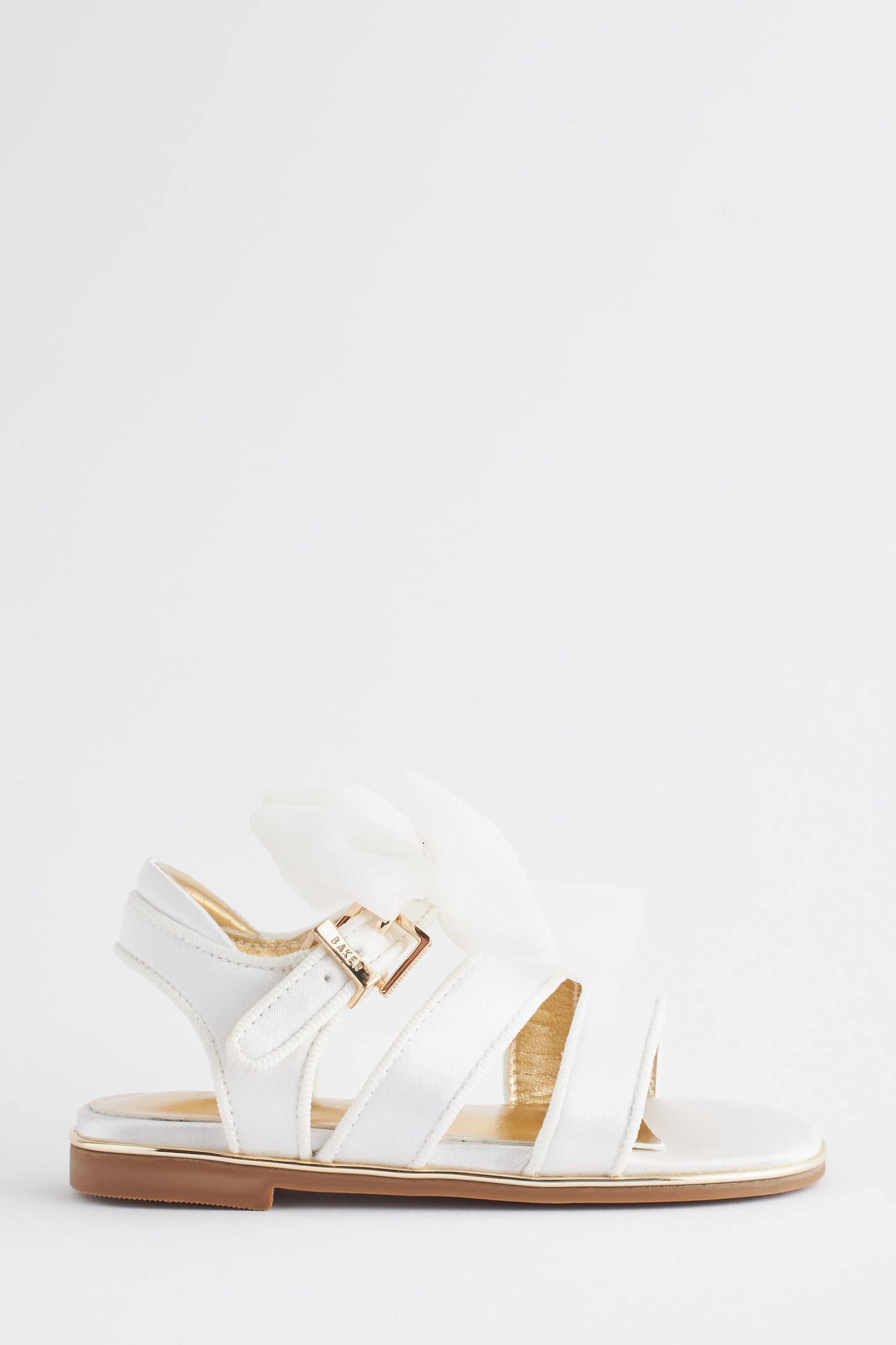 Ivory Baker by Ted Baker Girls Satin Sandals with Organza Bow