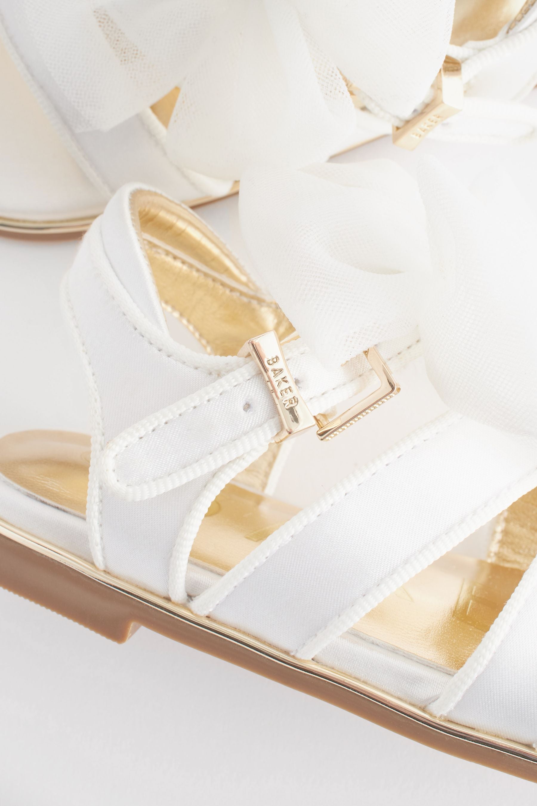 Ivory Baker by Ted Baker Girls Satin Sandals with Organza Bow