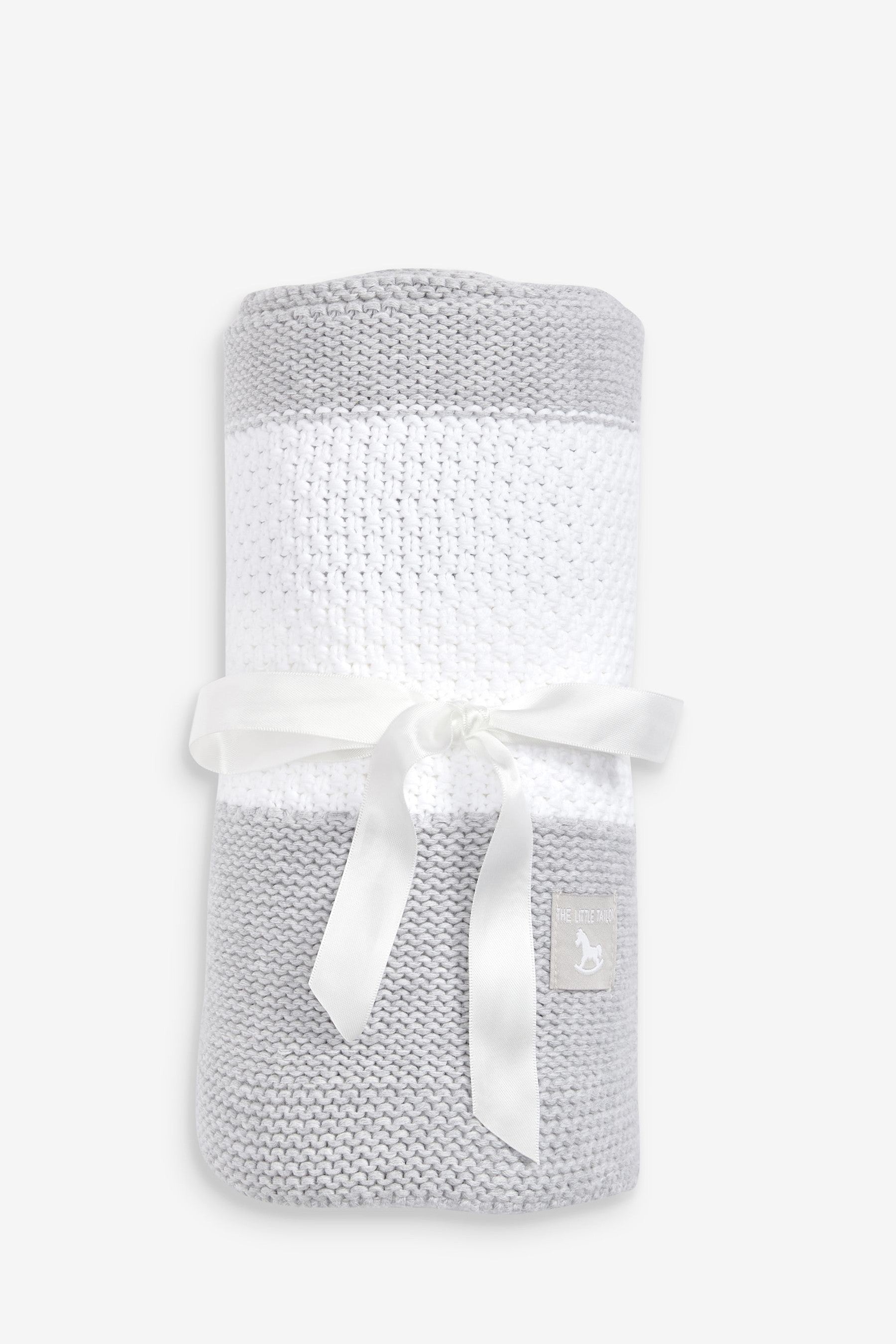 Grey Large Supersoft Textured Cotton-Knitted Blanket