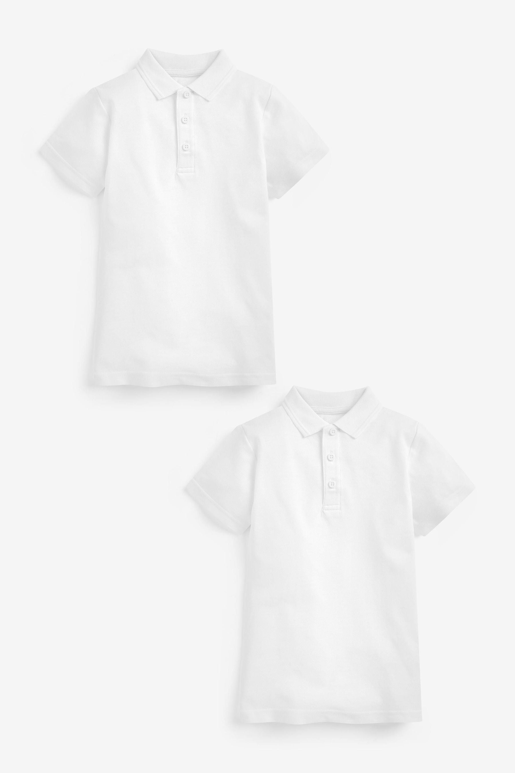 White Easy Fastening School Polo Shirts 2 Pack (3-12yrs)