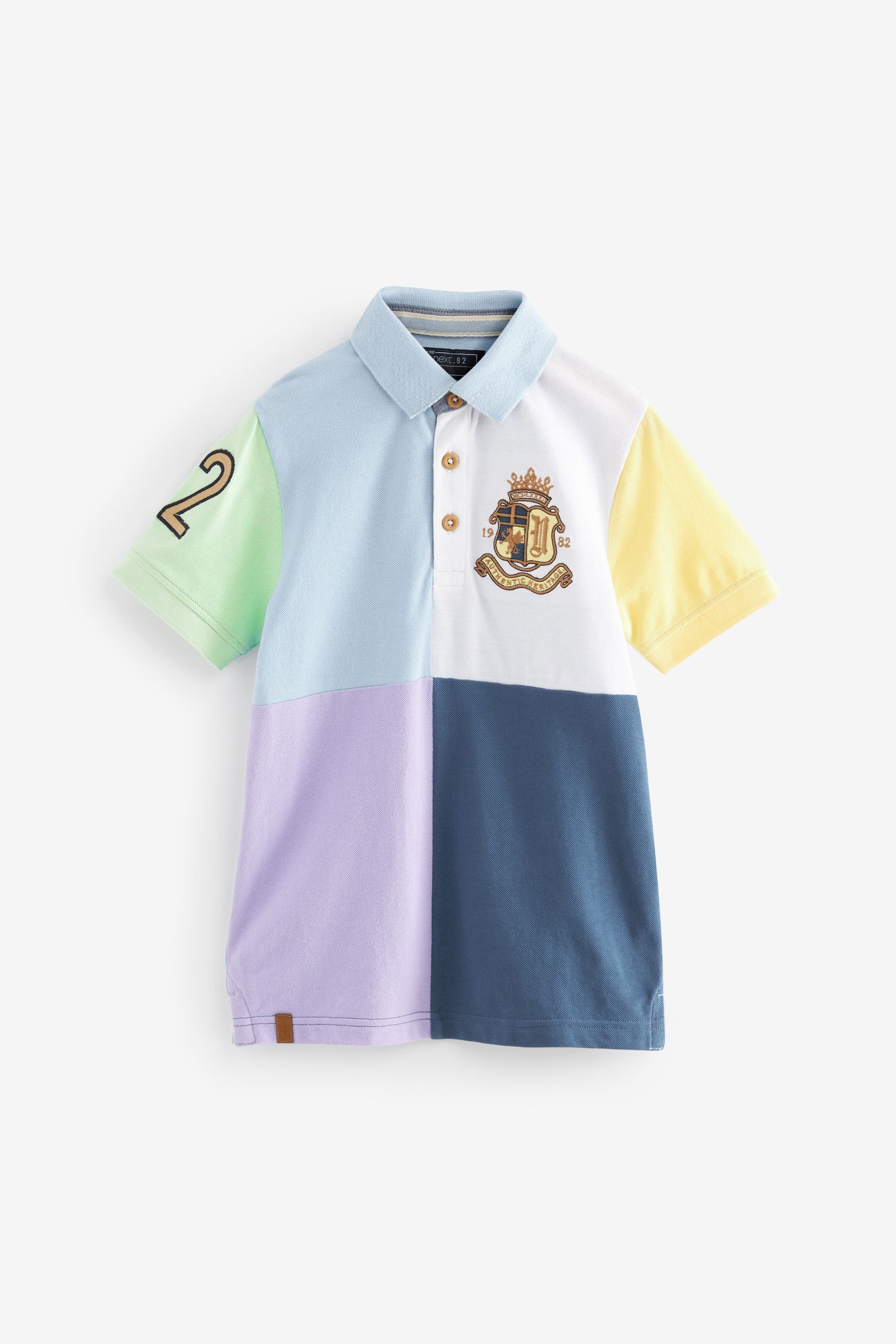 Pastel/Blues Short Sleeve Colourblock Polo Shirt (3-16yrs)