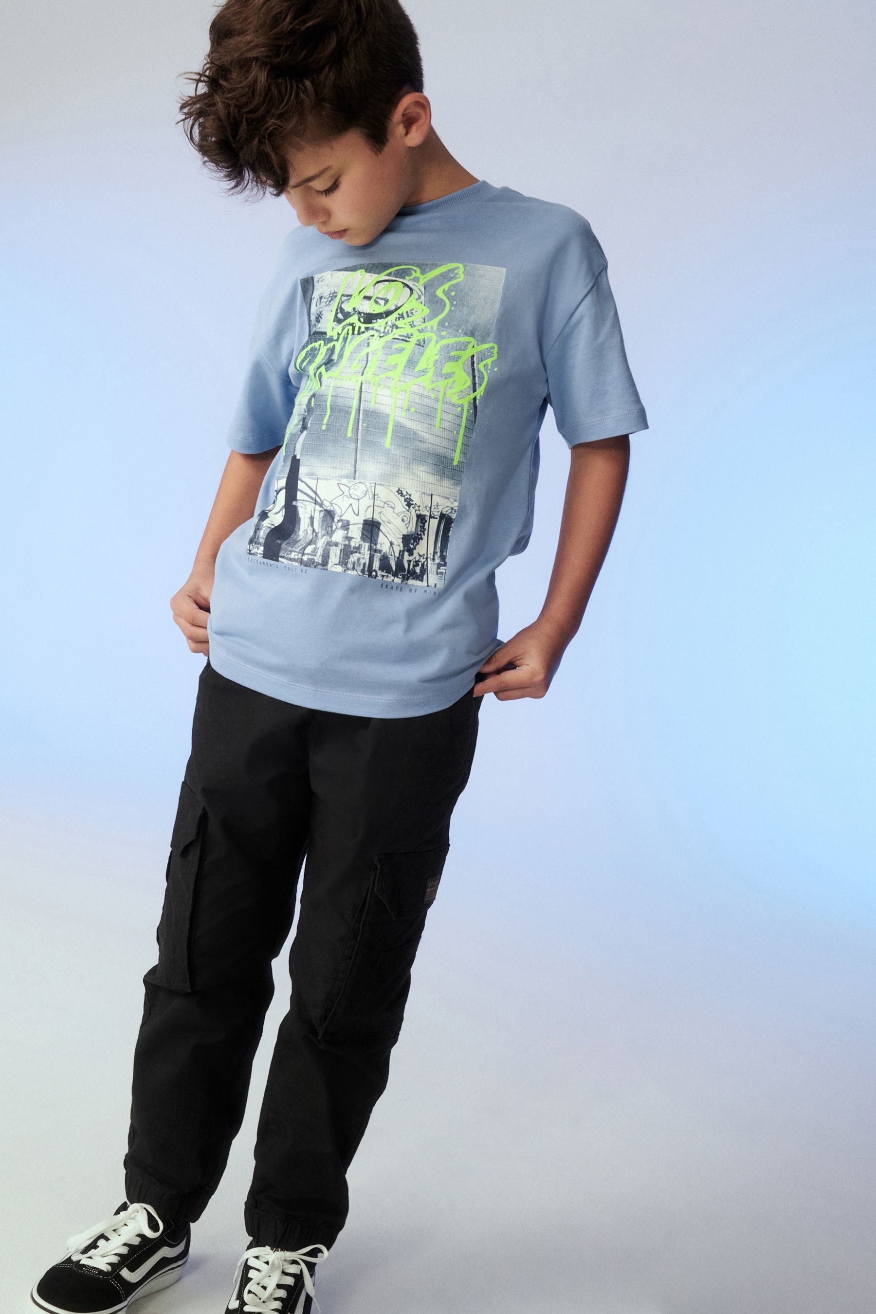 Blue Skate Photo Relaxed Fit Short Sleeve Graphic T-Shirt (3-16yrs)