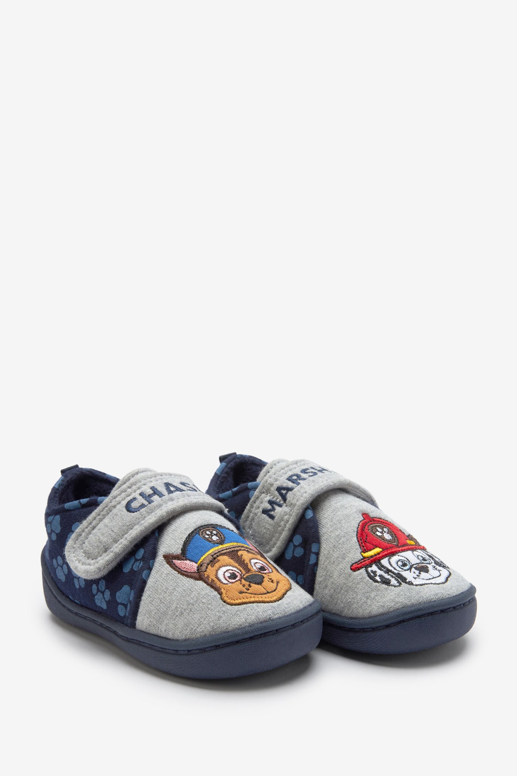 Grey/Navy PAW Patrol Touch Fastening Cupsole Print Slippers