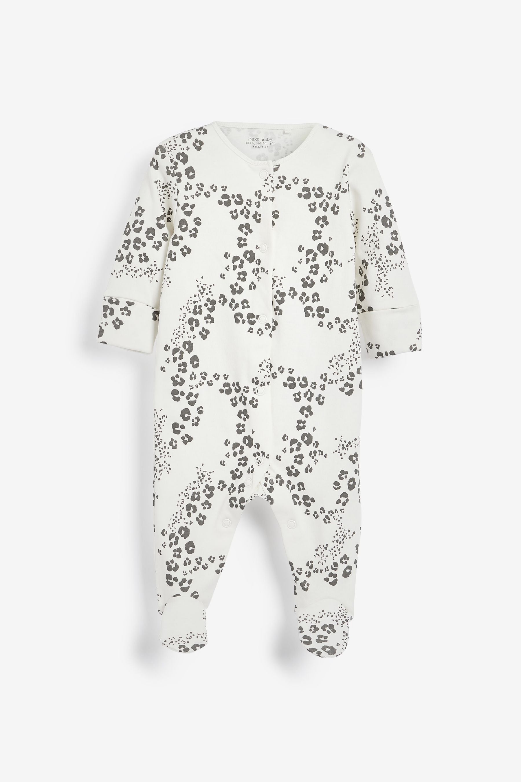 Pastel Leopard 5 Pack Printed Baby Sleepsuits (0mths-3yrs)