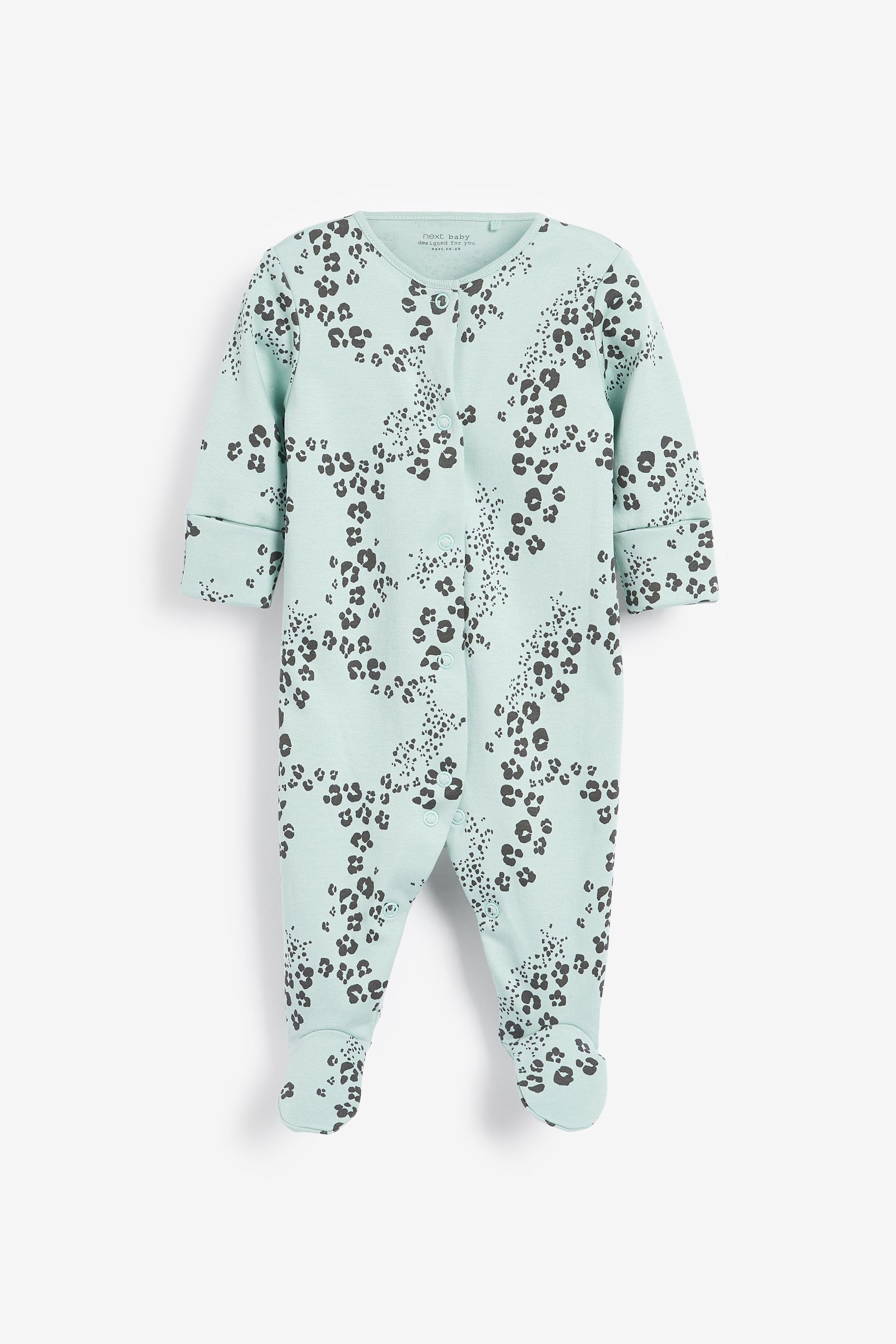 Pastel Leopard 5 Pack Printed Baby Sleepsuits (0mths-3yrs)