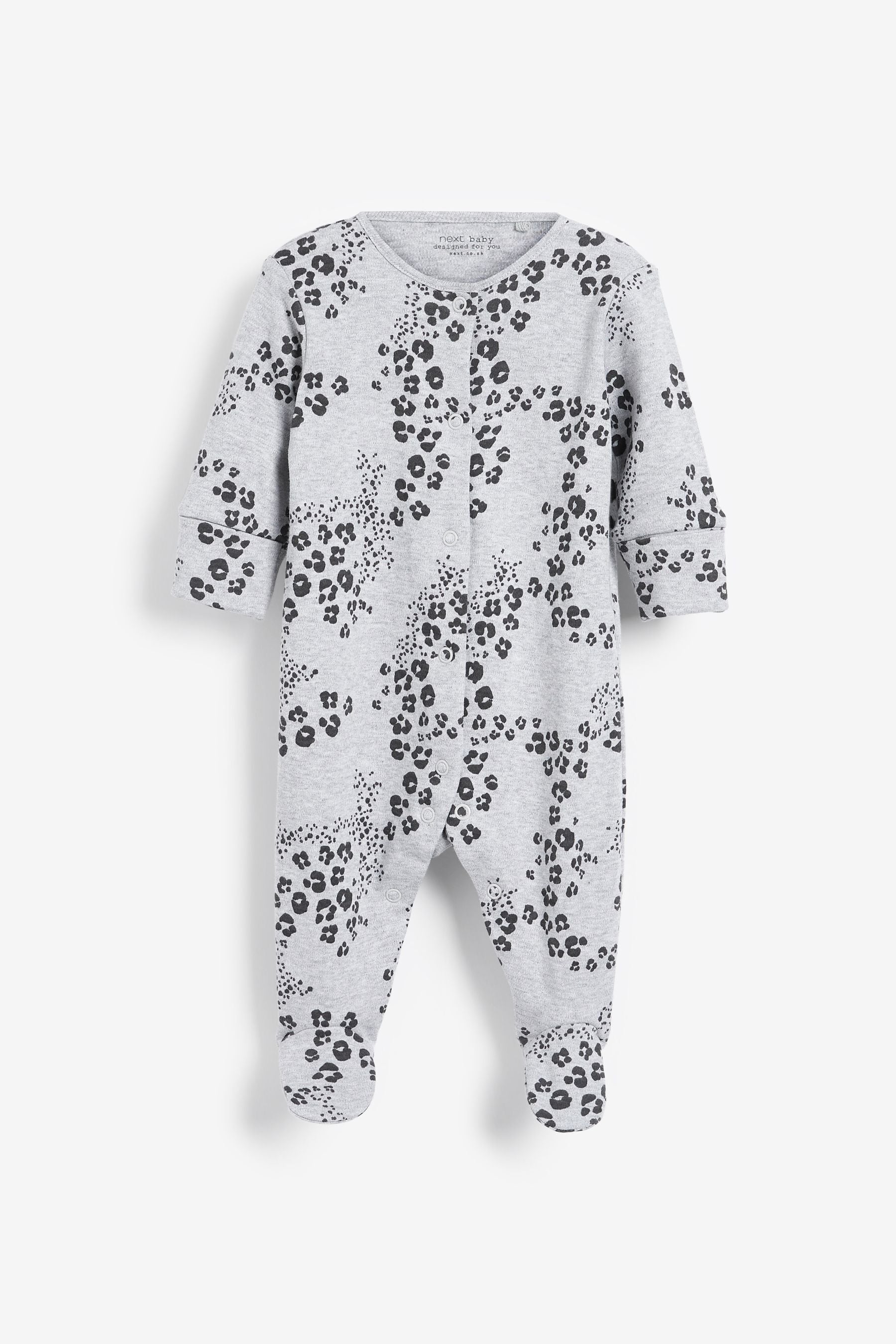 Pastel Leopard 5 Pack Printed Baby Sleepsuits (0mths-3yrs)