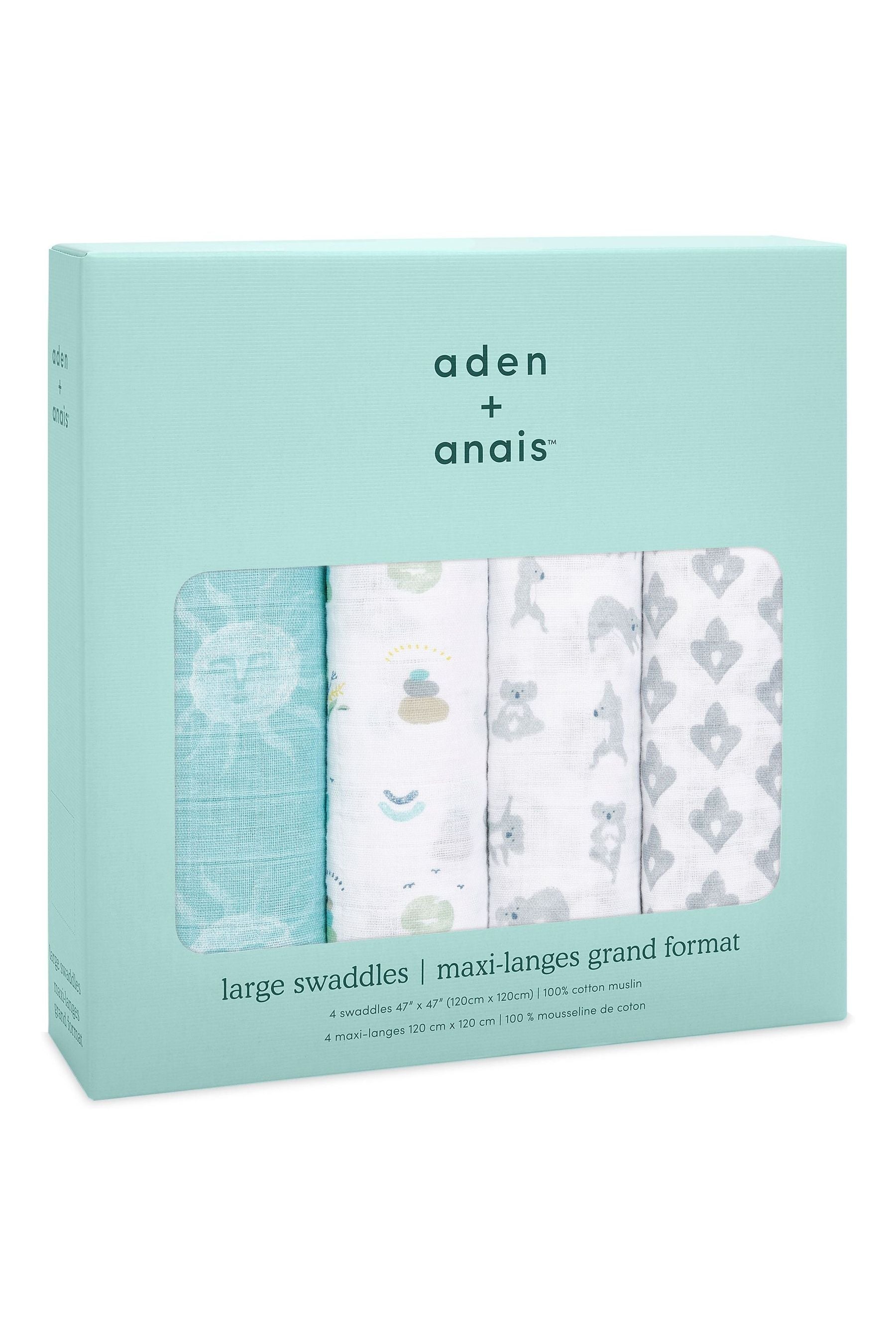 now + zen aden + anais Large Cotton Muslin Blankets 4 Pack