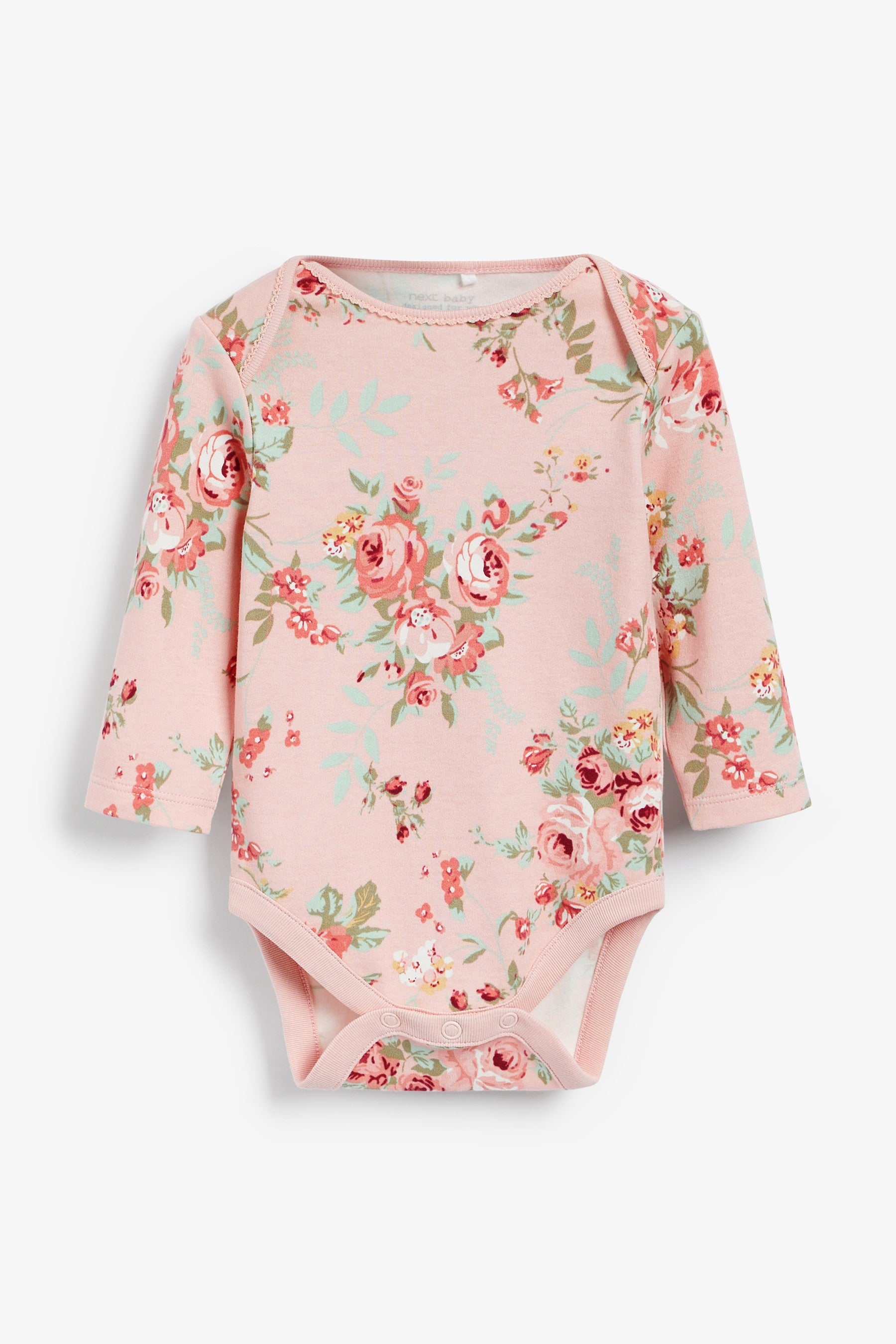 Pink Floral 5 Pack Long Sleeve Baby Bodysuits