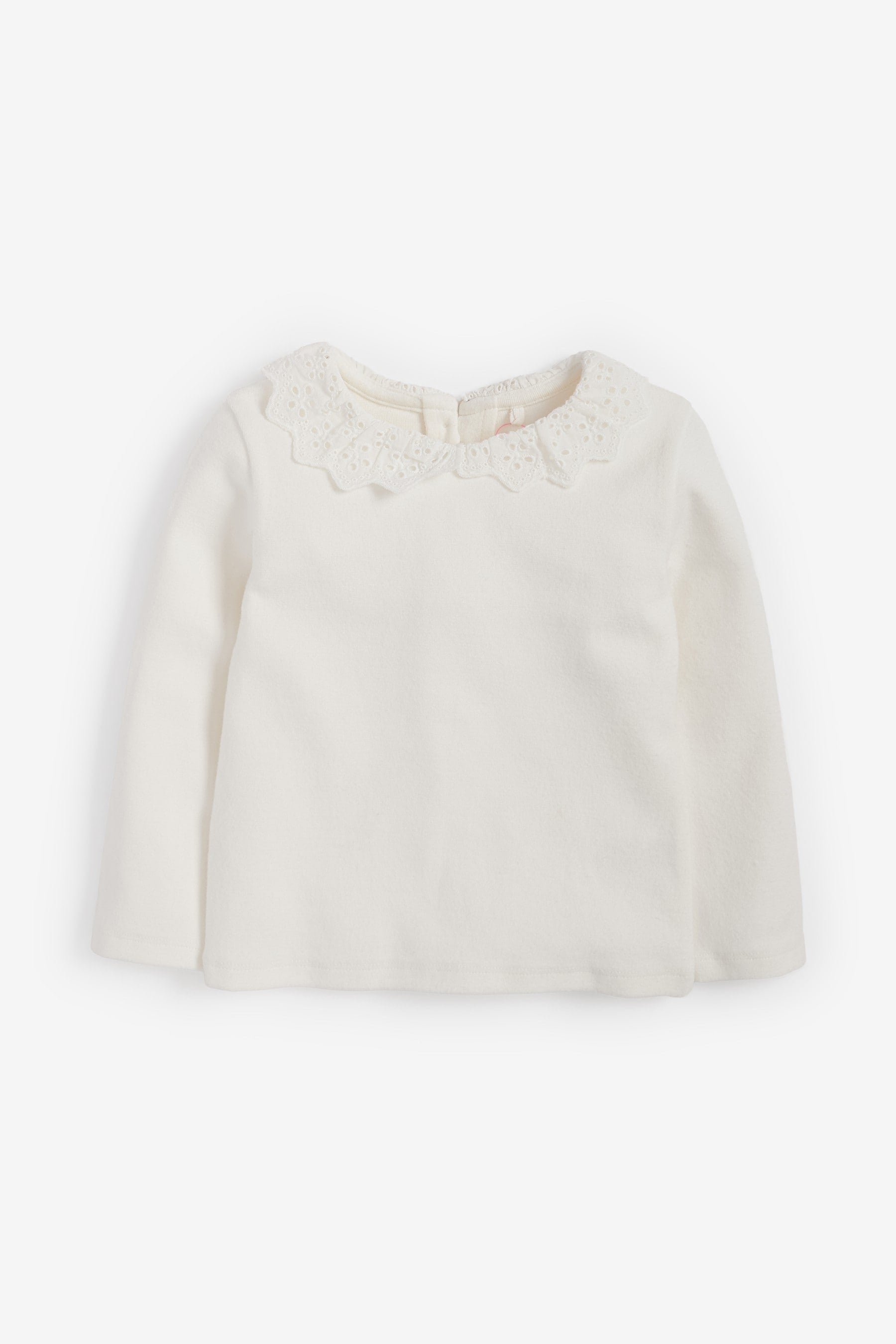 Cream Brushed Broderie Collar Top (3mths-7yrs)