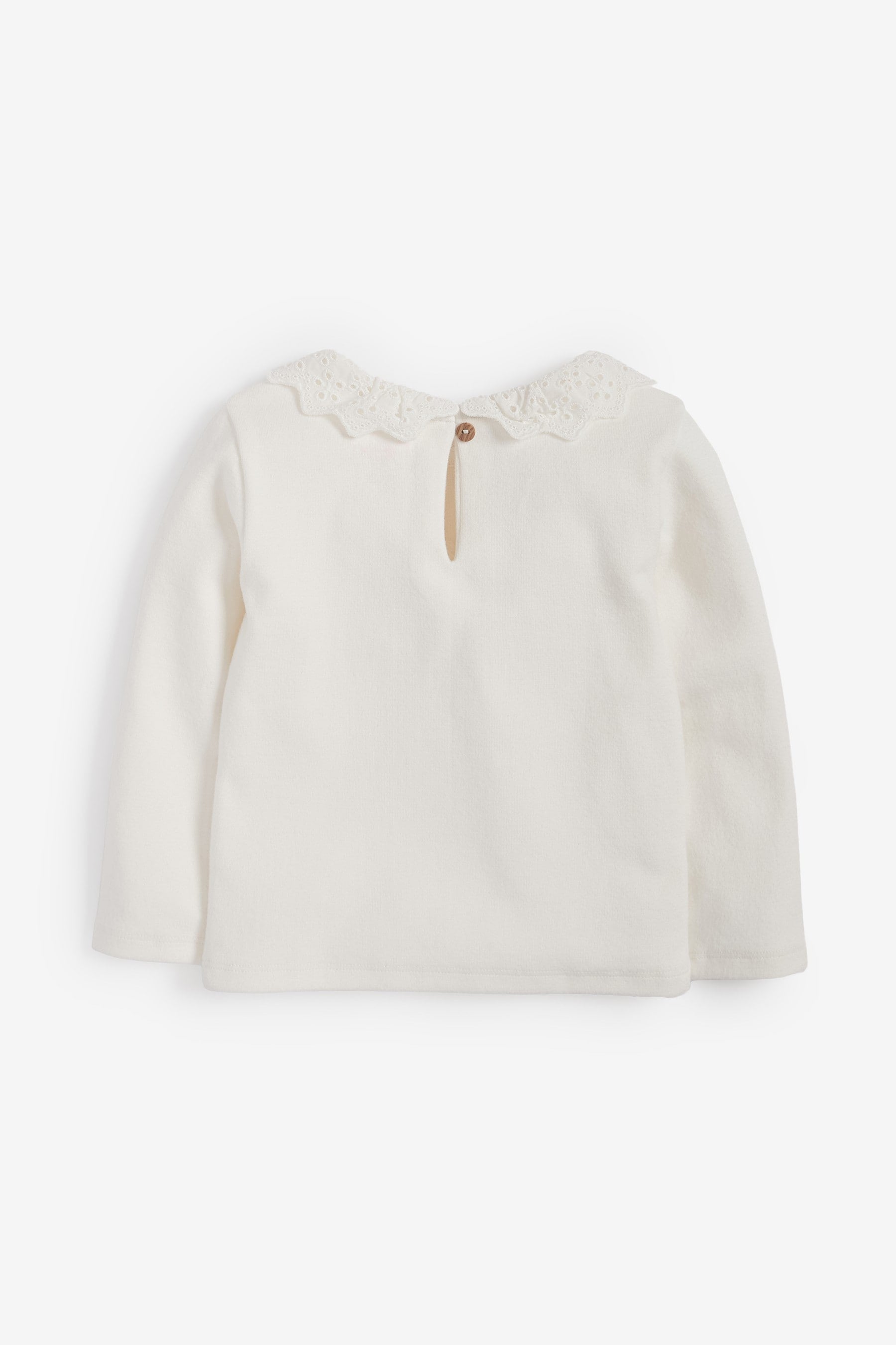 Cream Brushed Broderie Collar Top (3mths-7yrs)