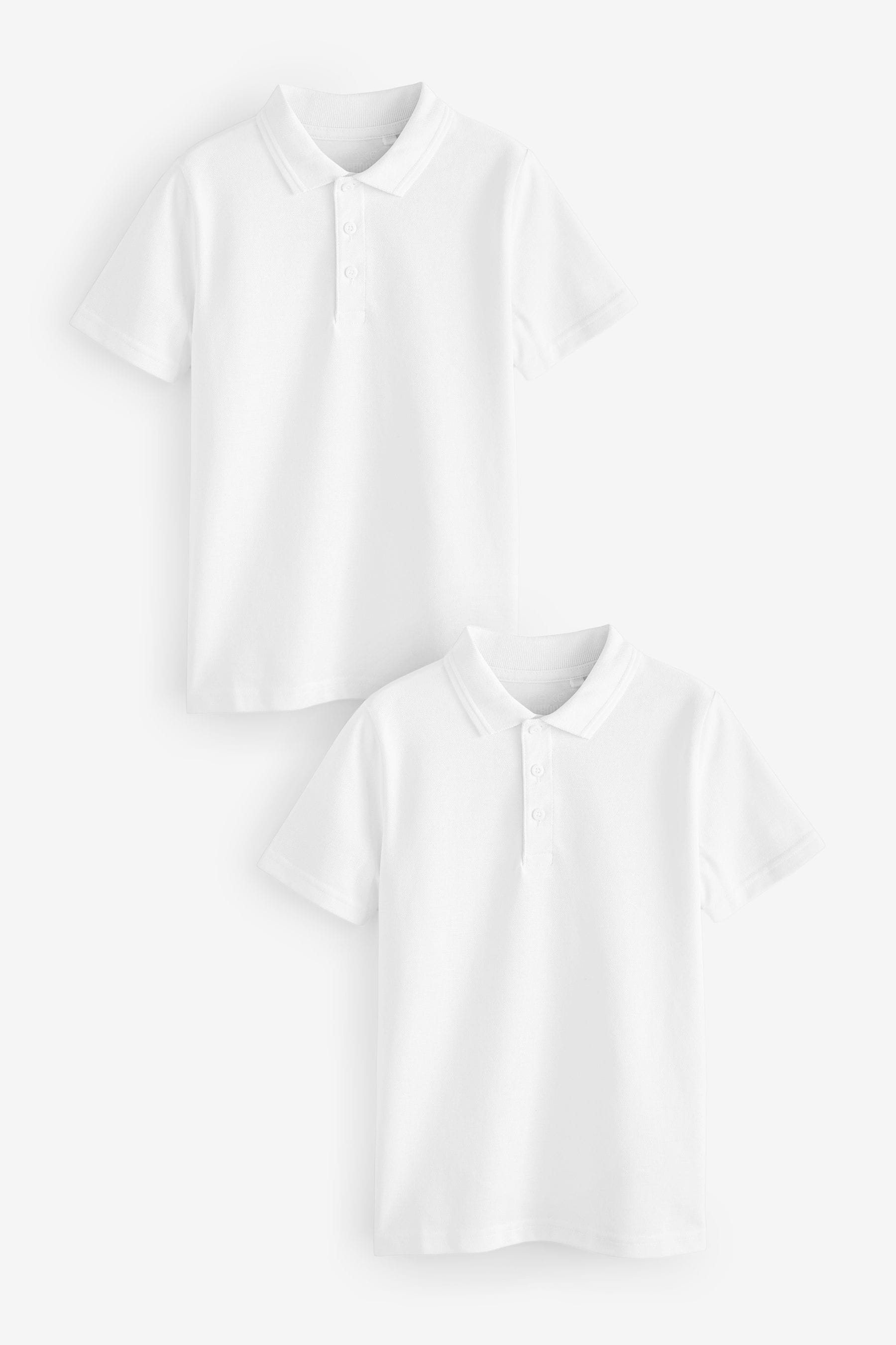 White Cotton School Short Sleeve Polo Shirts (3-16yrs)