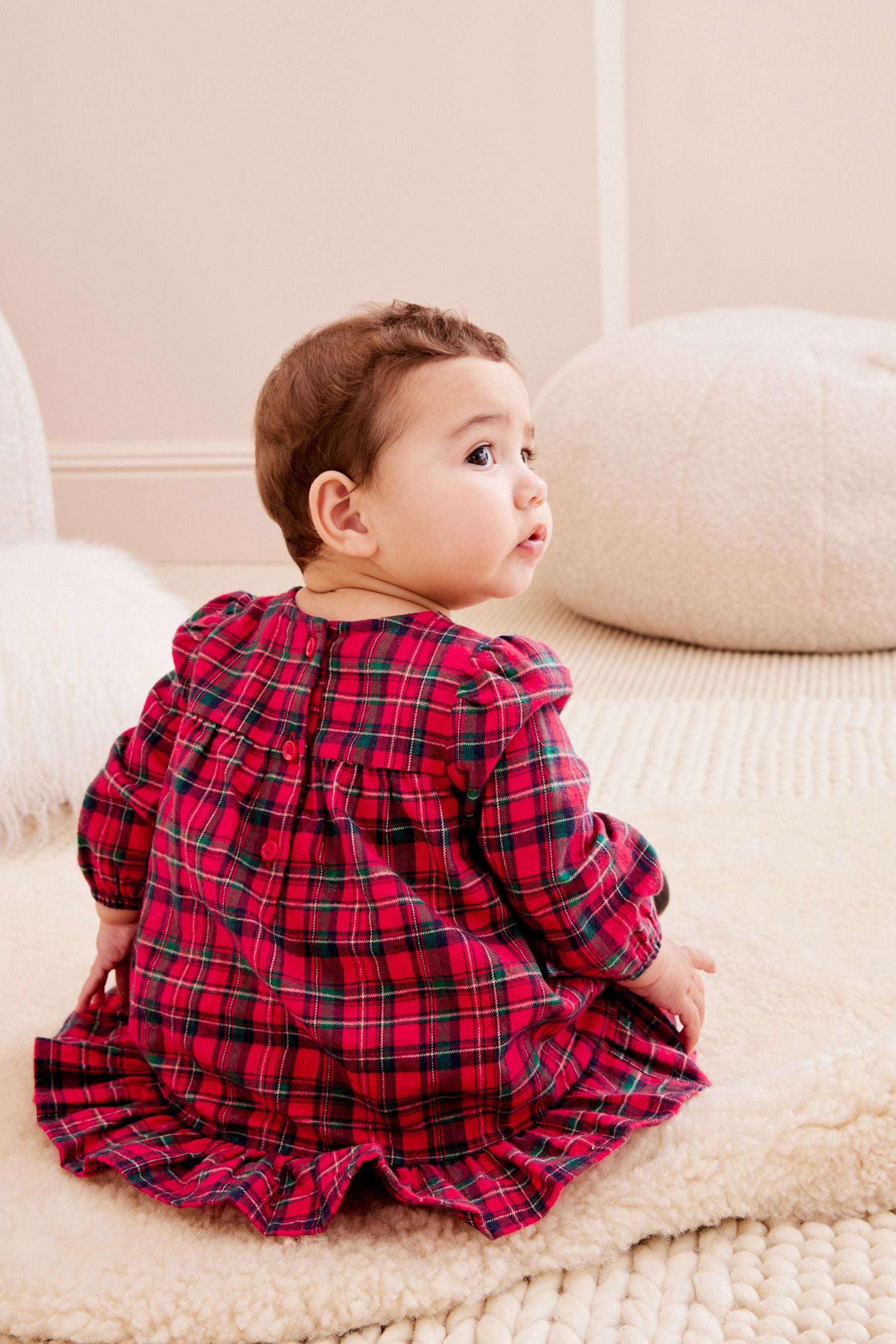 Red Baby Check Woven Dress (0mths-2yrs)