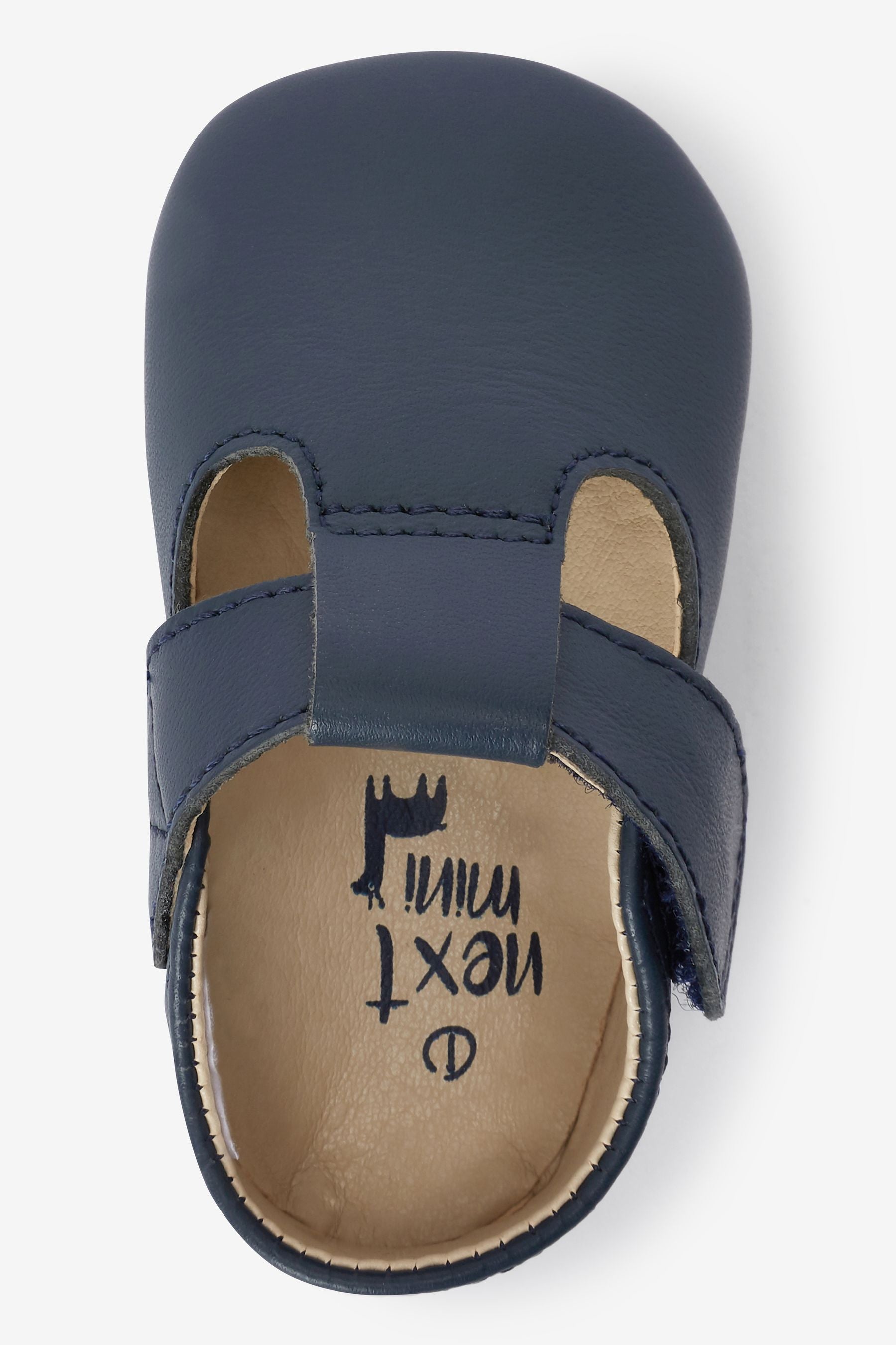 Navy Leather T-Bar Baby Shoes (0-24mths)