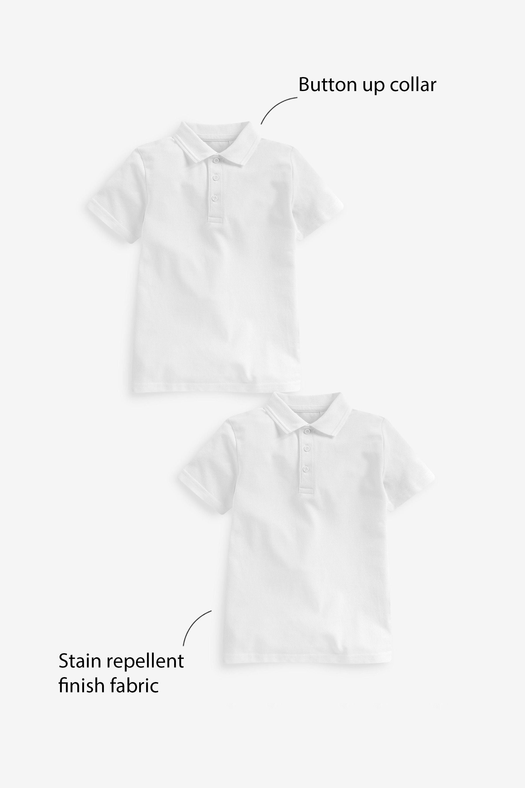 White Cotton School Short Sleeve Polo Shirts (3-16yrs)