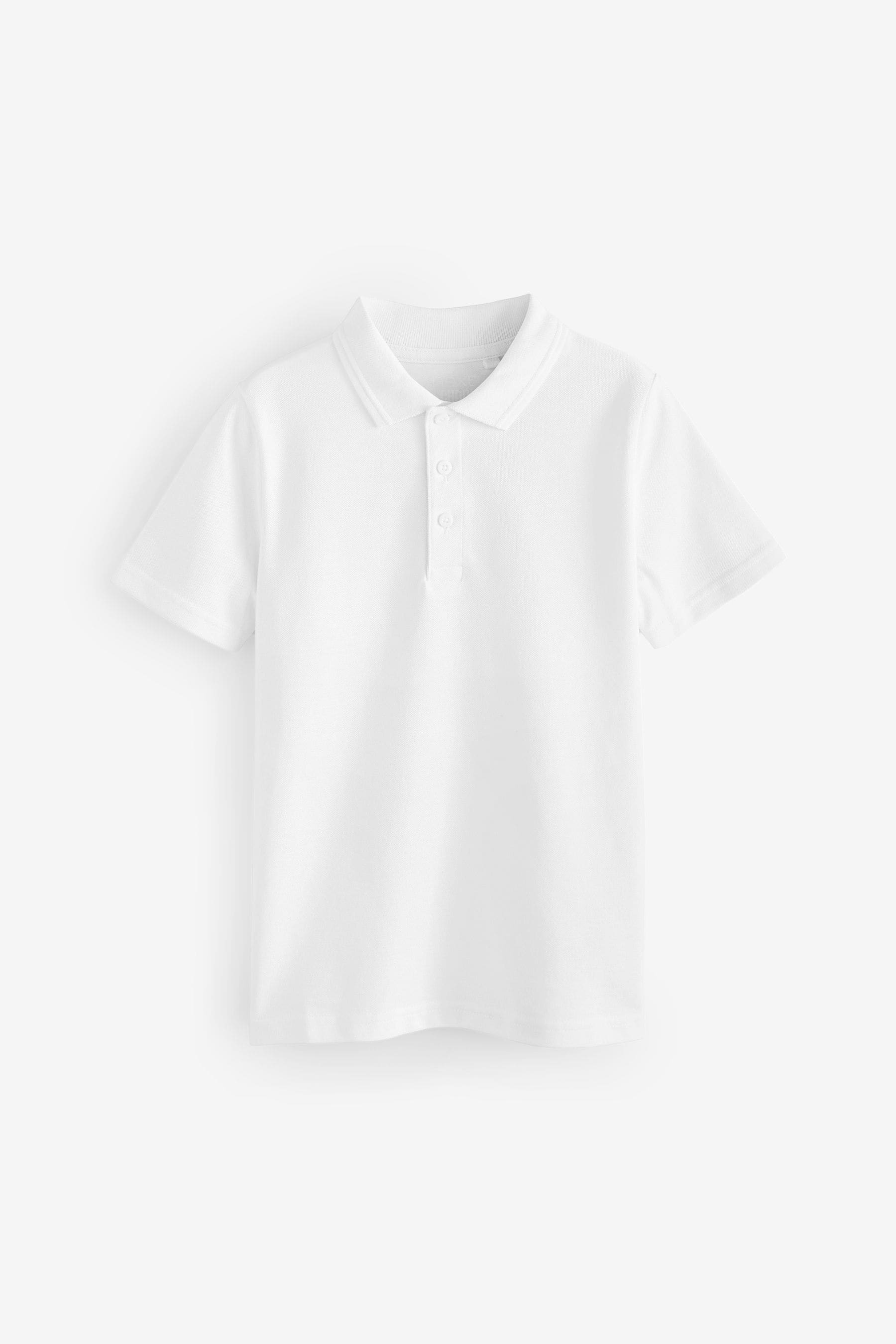 White Cotton School Short Sleeve Polo Shirts (3-16yrs)