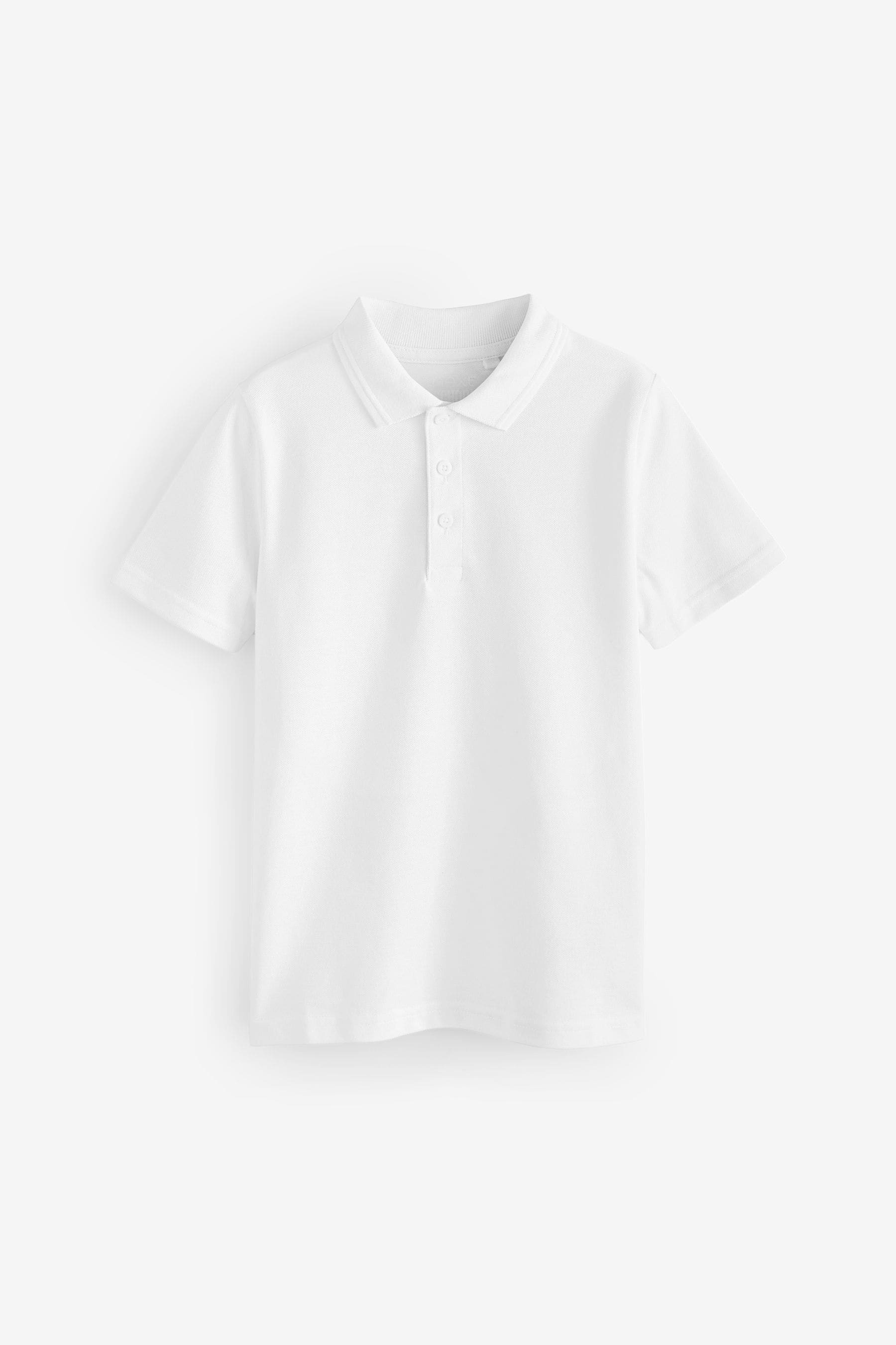 White Cotton School Short Sleeve Polo Shirts (3-16yrs)