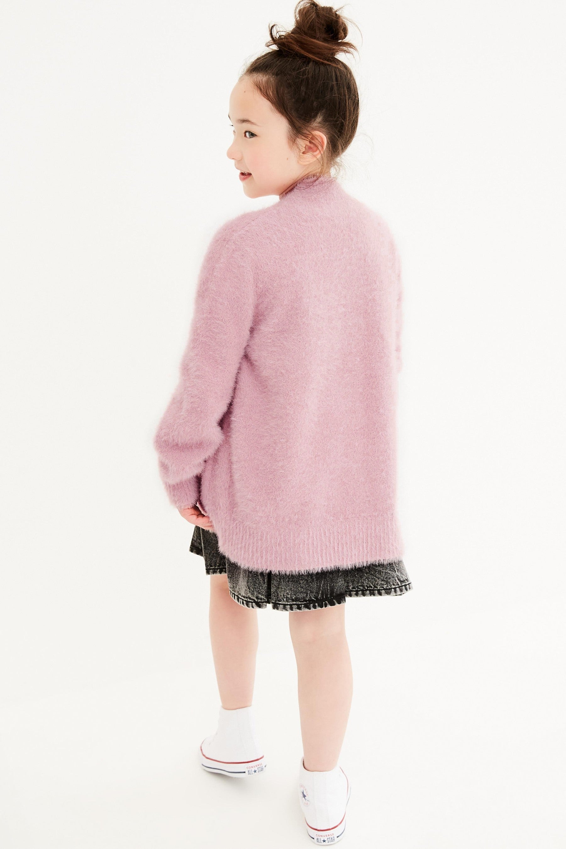 Blush Pink Fluffy Long Cardigan (3-16yrs)