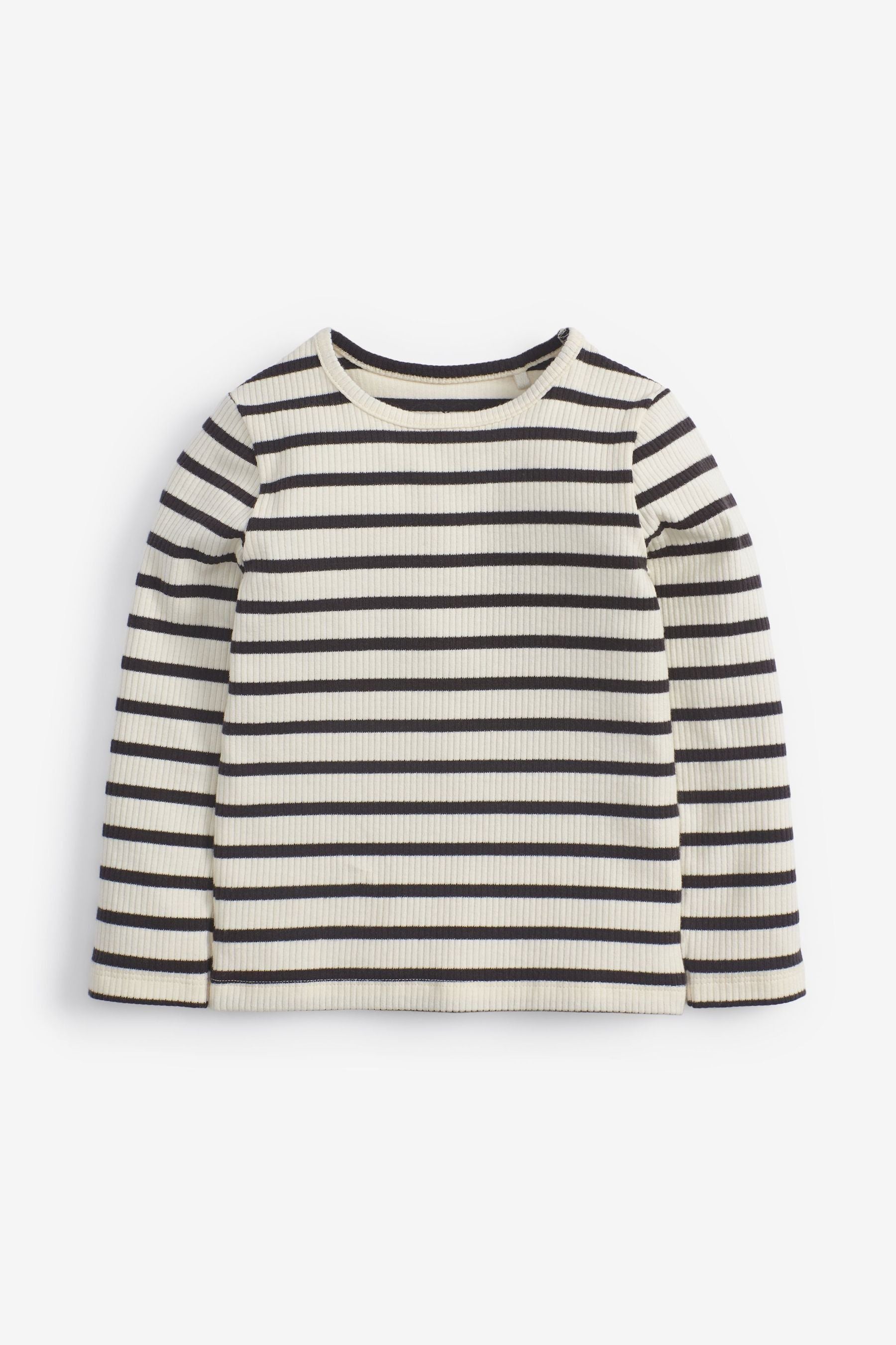 Black/White Stripe Cotton Rich Long Sleeve Rib T-Shirt (3mths-7yrs)