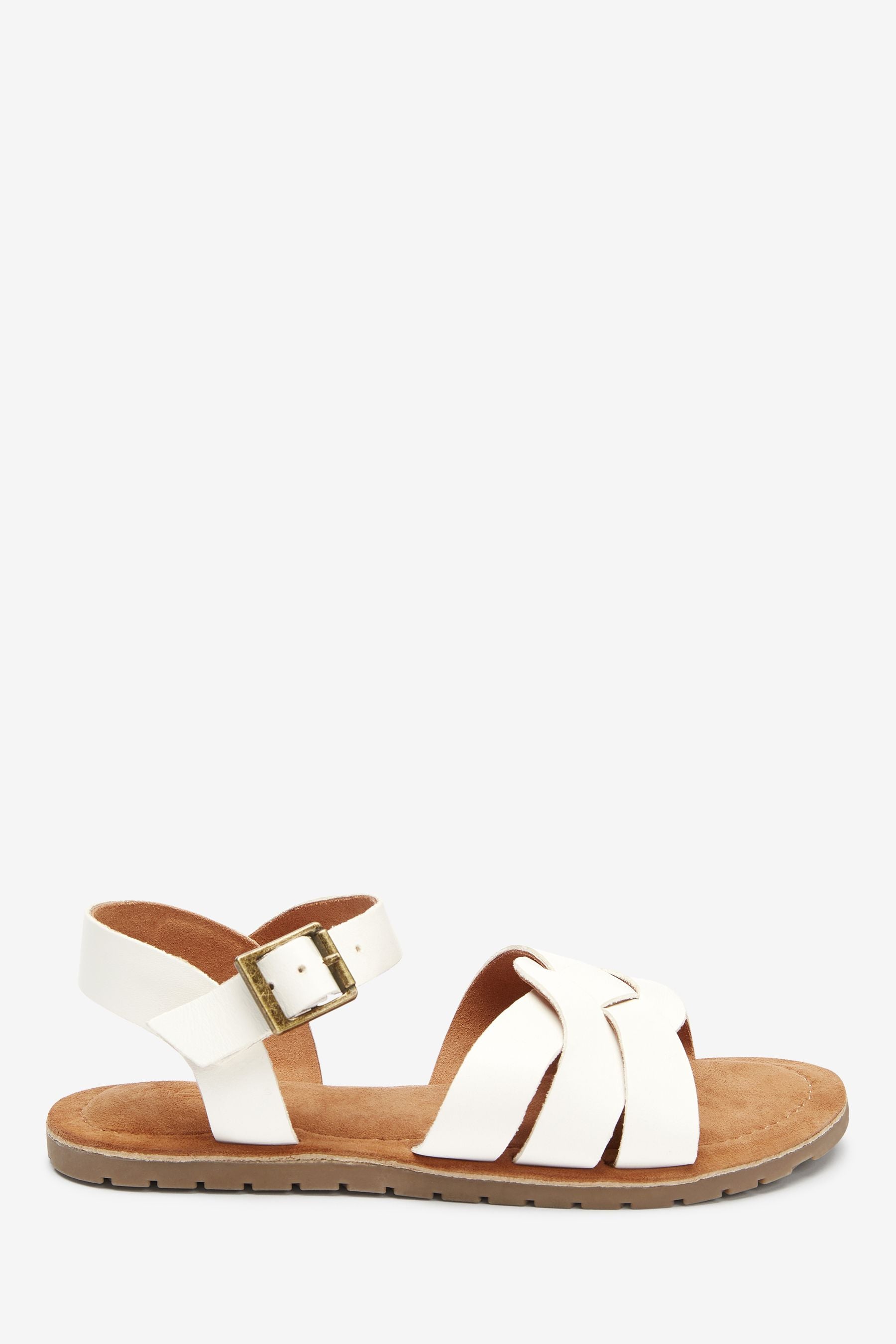 White Premium Woven Leather Sandals