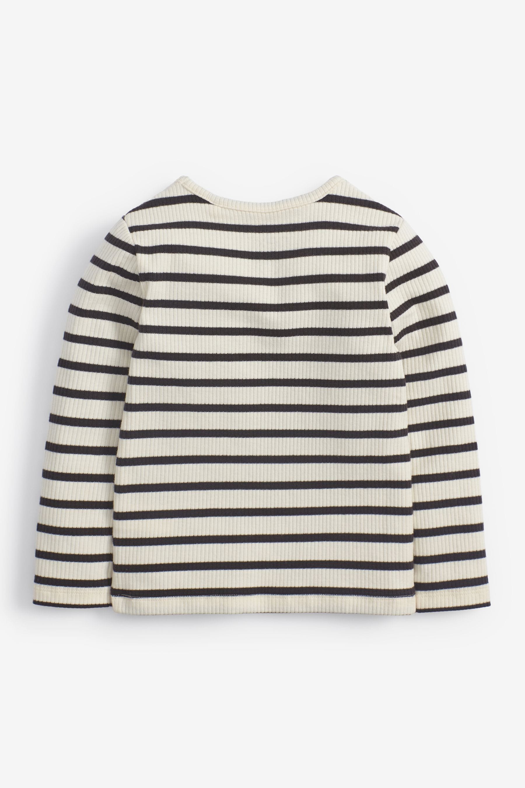 Black/White Stripe Cotton Rich Long Sleeve Rib T-Shirt (3mths-7yrs)