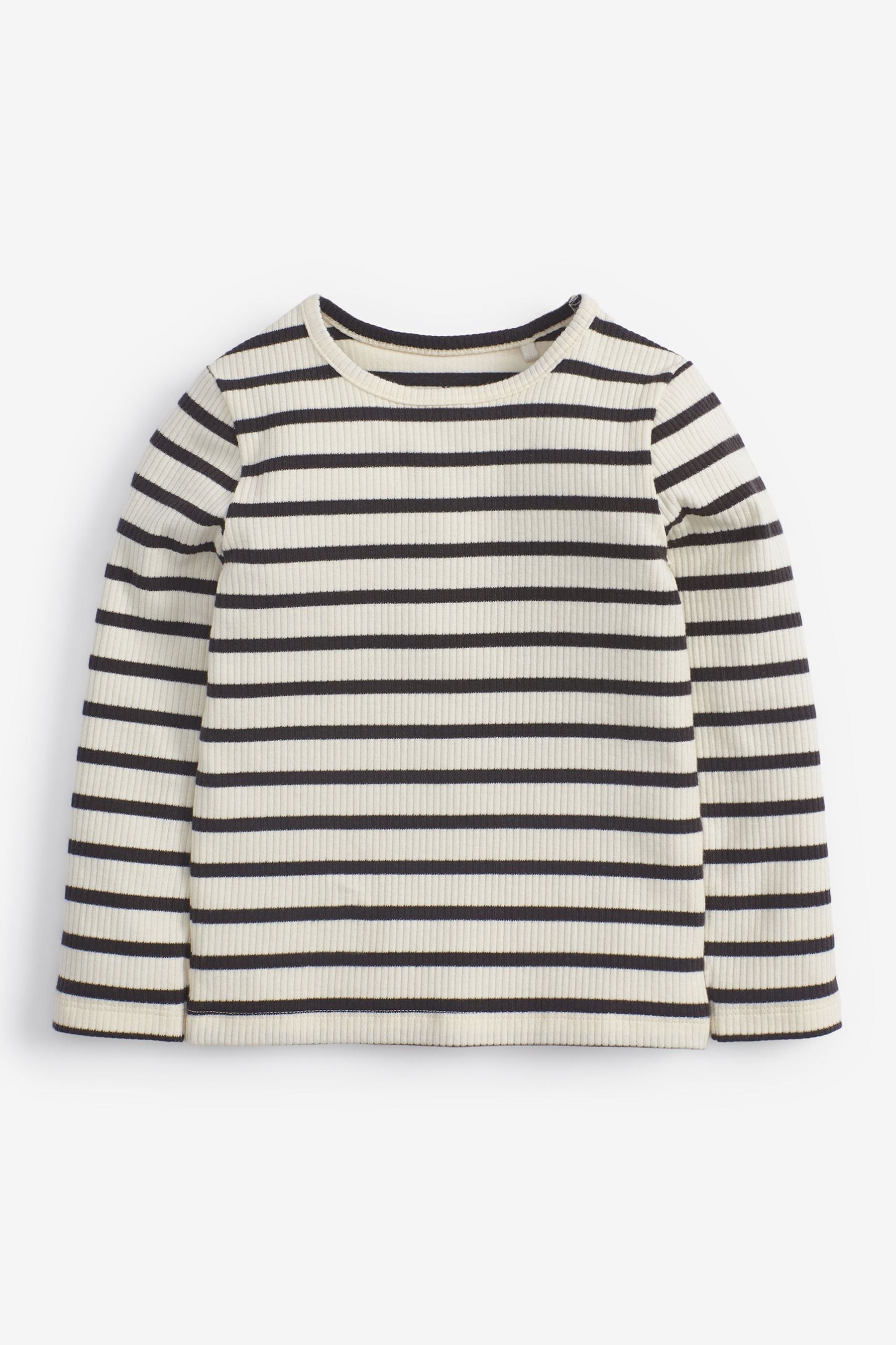 Black/White Stripe Cotton Rich Long Sleeve Rib T-Shirt (3mths-7yrs)