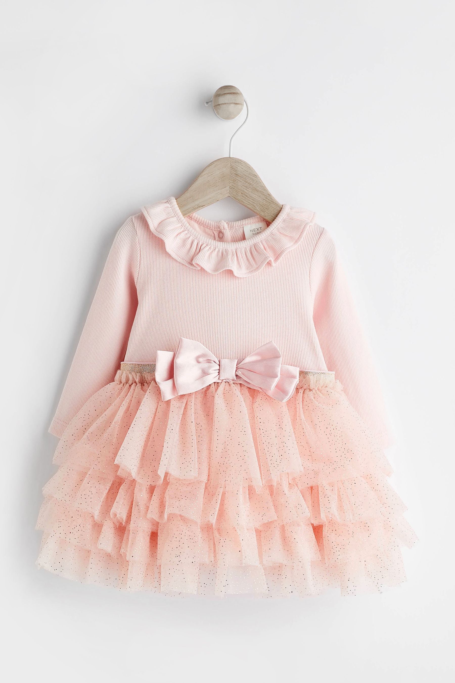 Pink Baby Glitter Tutu Long Sleeve Dress (0mths-2yrs)