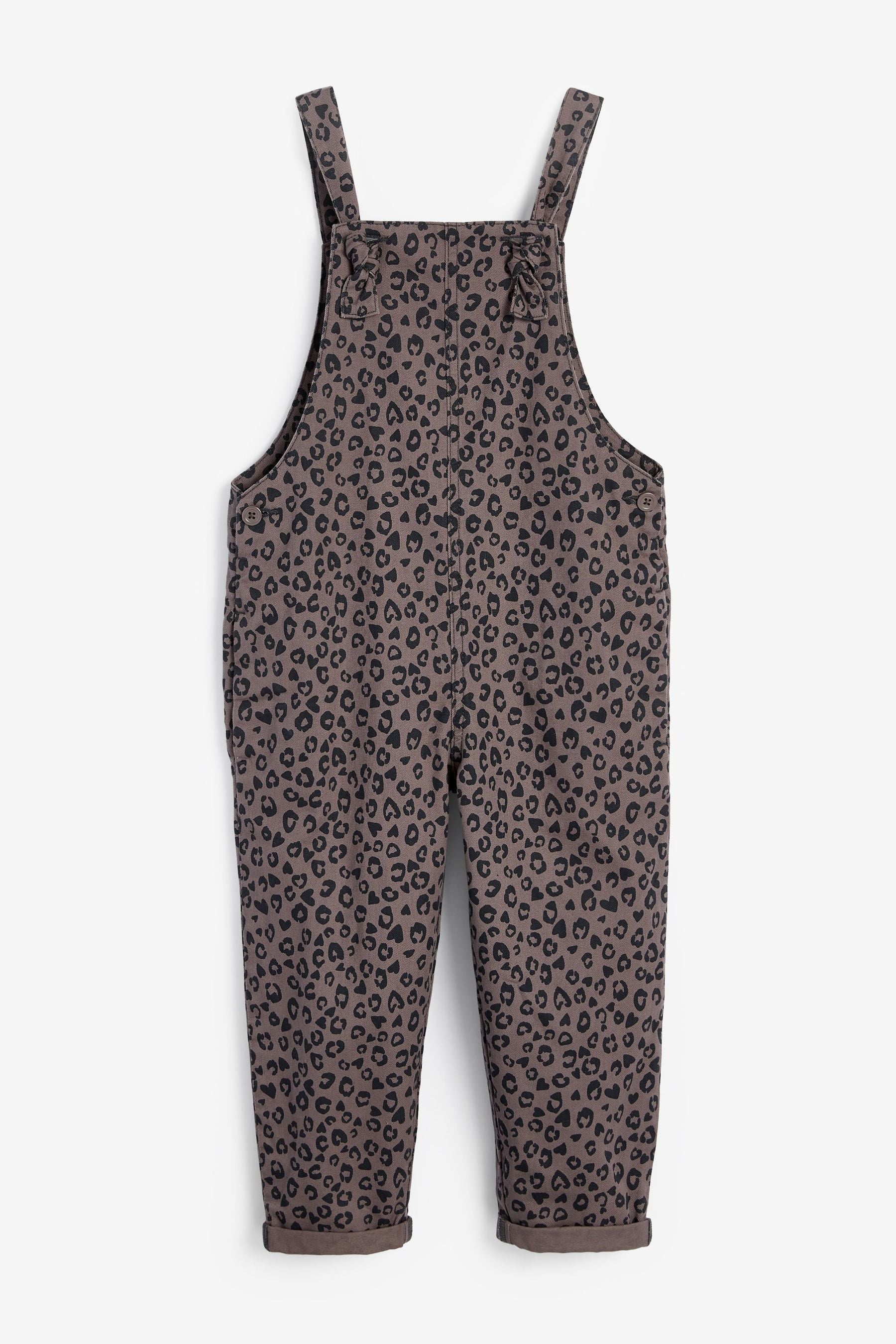 Grey Animal Print Soft Cotton Dungarees (3-16yrs)