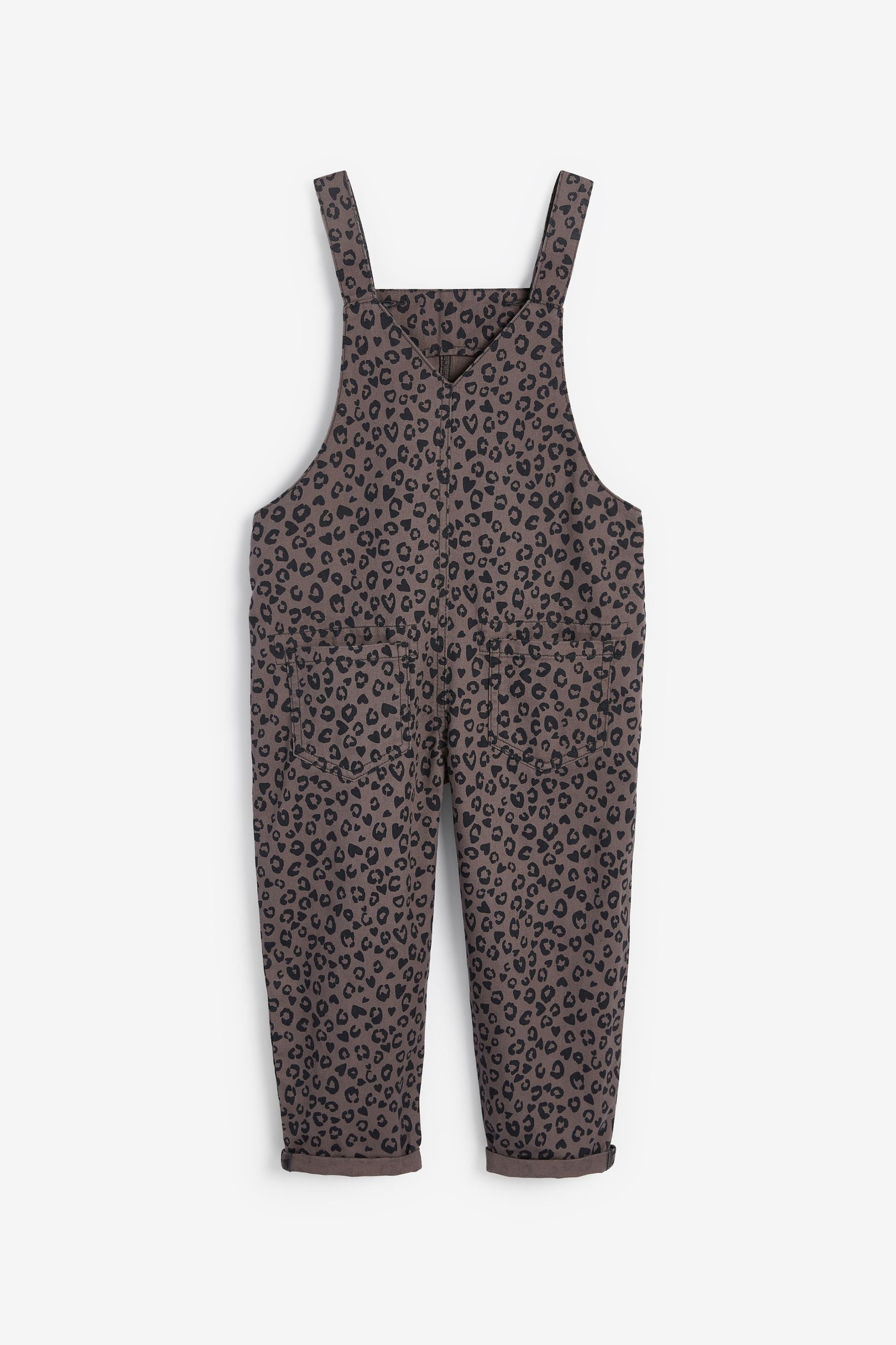 Grey Animal Print Soft Cotton Dungarees (3-16yrs)