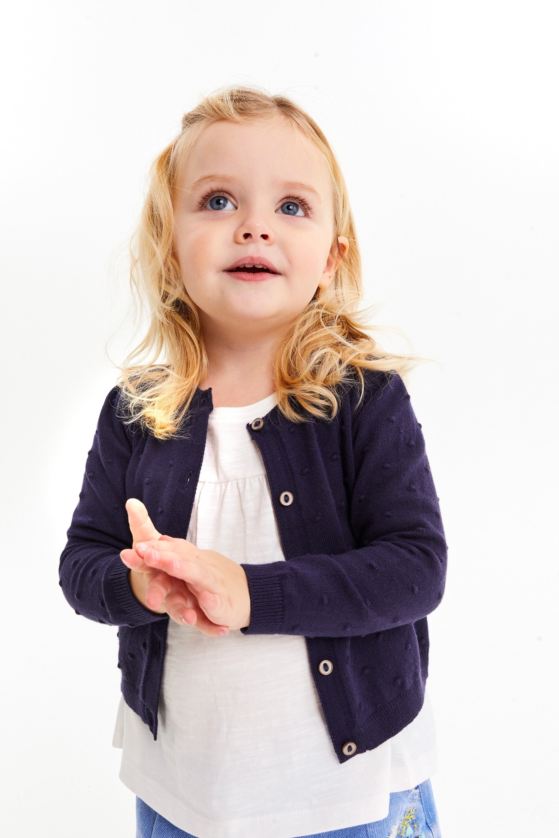 Navy Bobble Cardigan (3mths-10yrs)