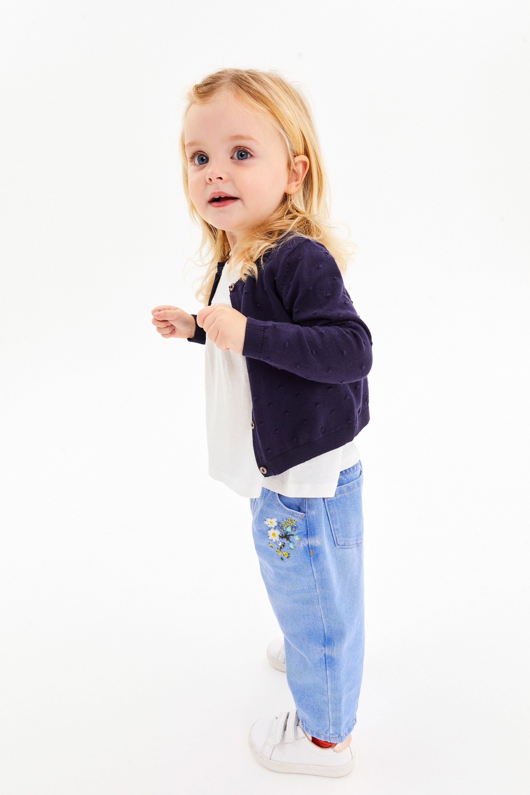 Navy Bobble Cardigan (3mths-10yrs)